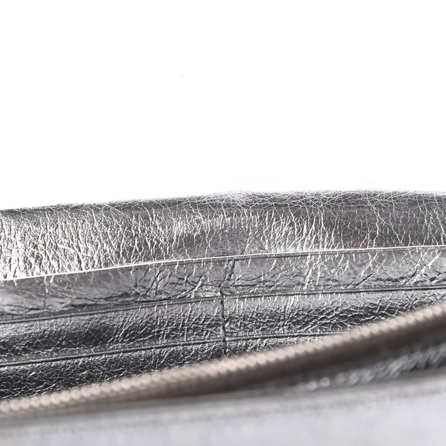 Metallic Crinkled Calfskin Belle de Jour Chain Clutch Silver