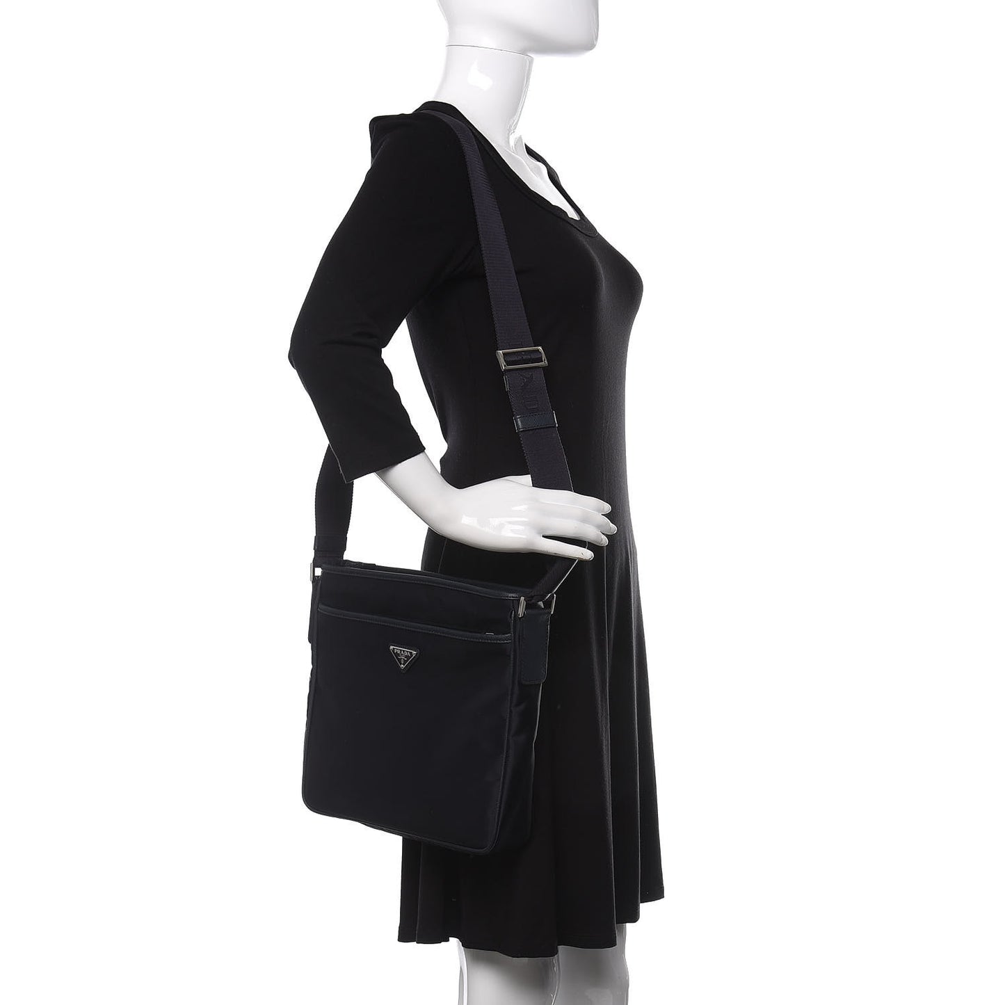 Tessuto Nylon Saffiano Flat Messenger Bag Baltico