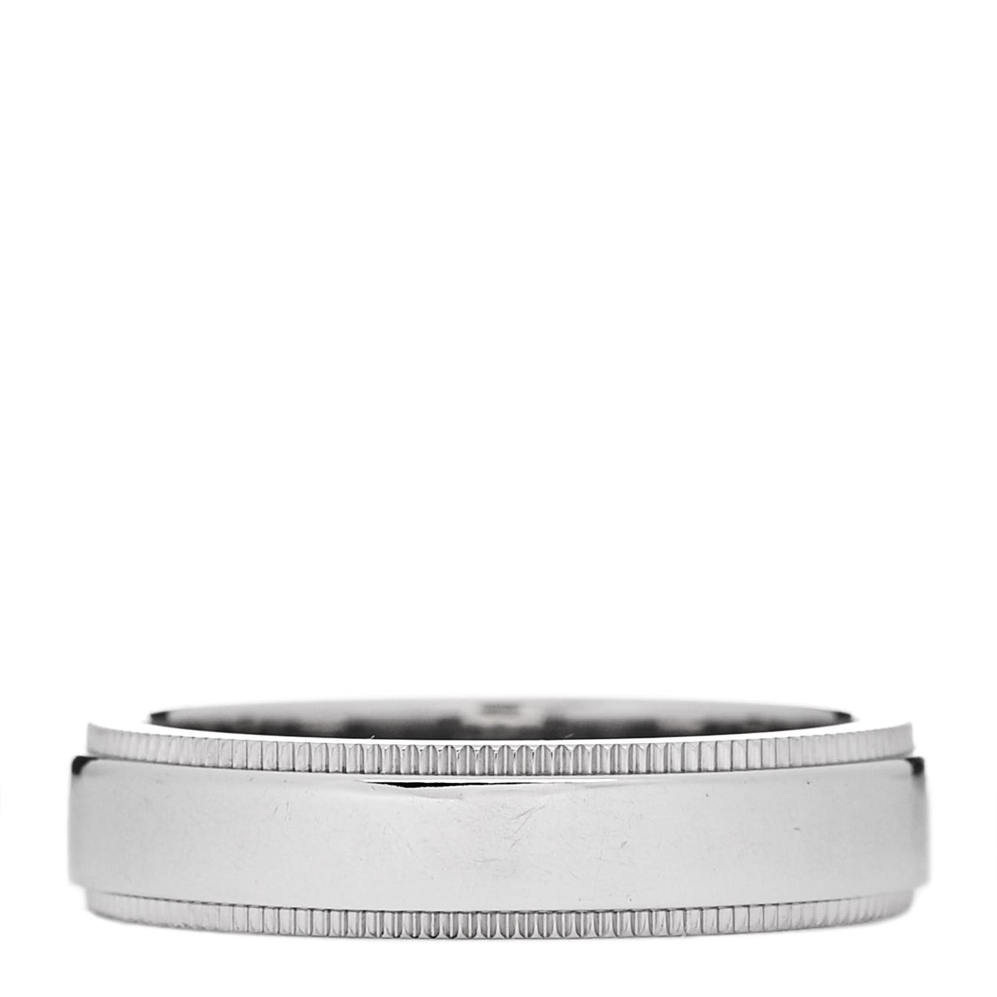 Platinum MIlgrain Logo Band Ring 49 5