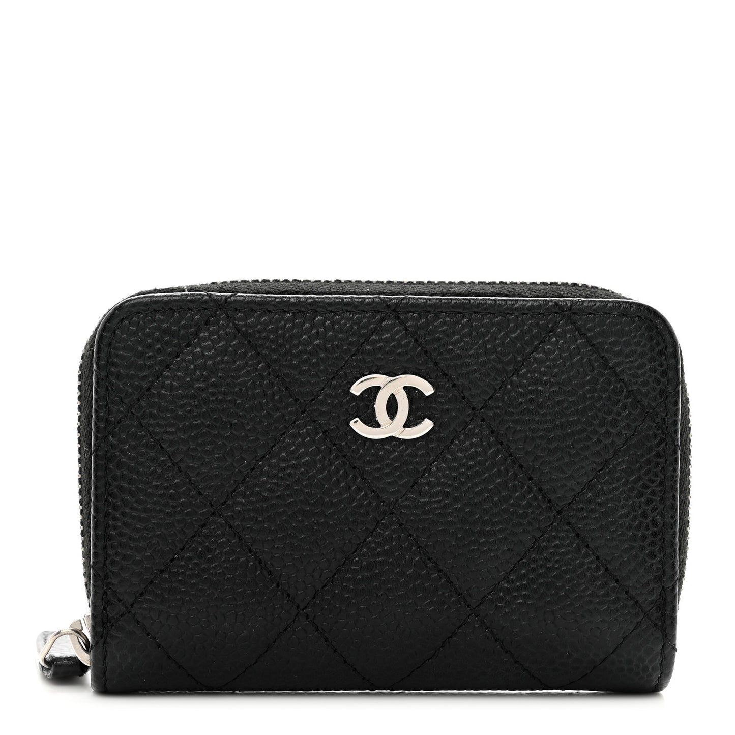Caviar Quilted Zip Coin Purse Black