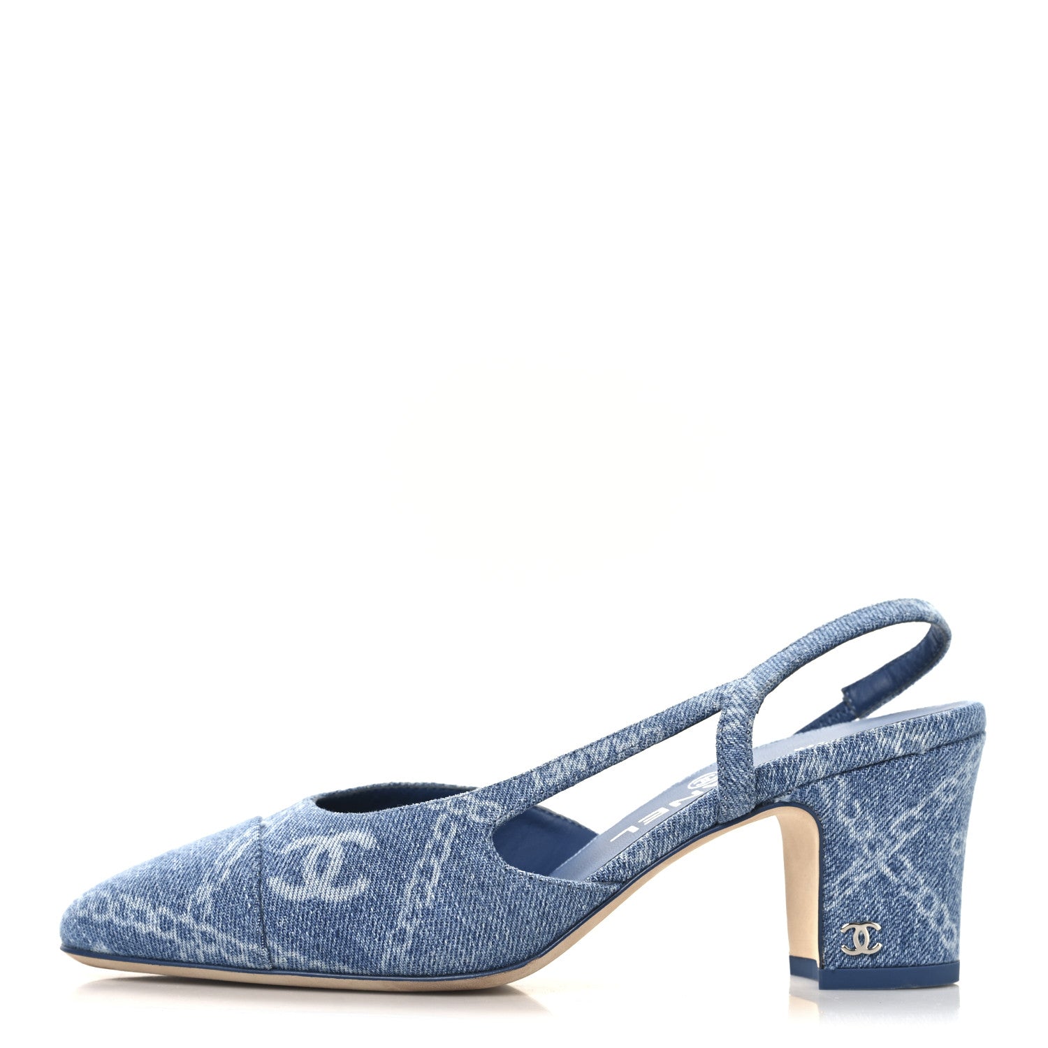 Chanel Denim Cap Toe Denim Slingback Pumps 36 Blue 1706888