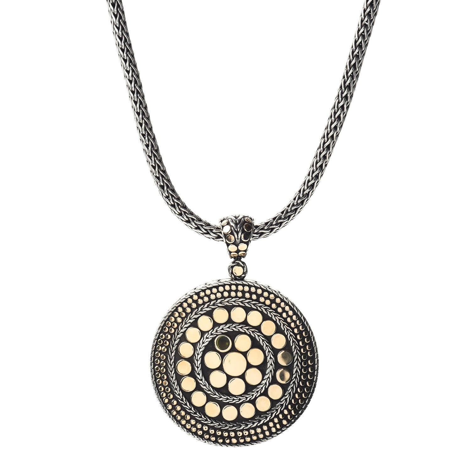 John Hardy Sterling Silver 18K Yellow Gold Dot Enhancer Pendant Necklace 1 of 4