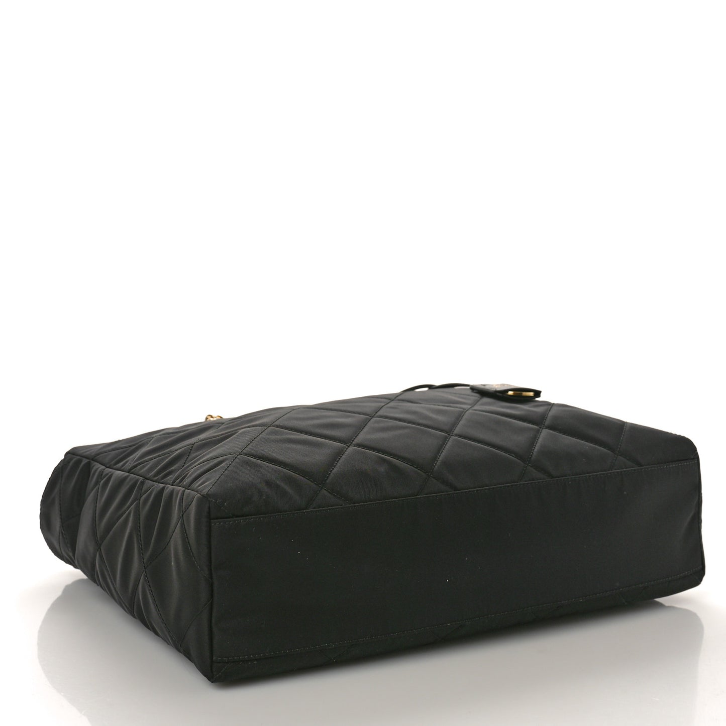 Re-Nylon Impunturato Saffiano Triangle Stitched Re-Edition 1995 Chaine Large Shoulder Bag Black