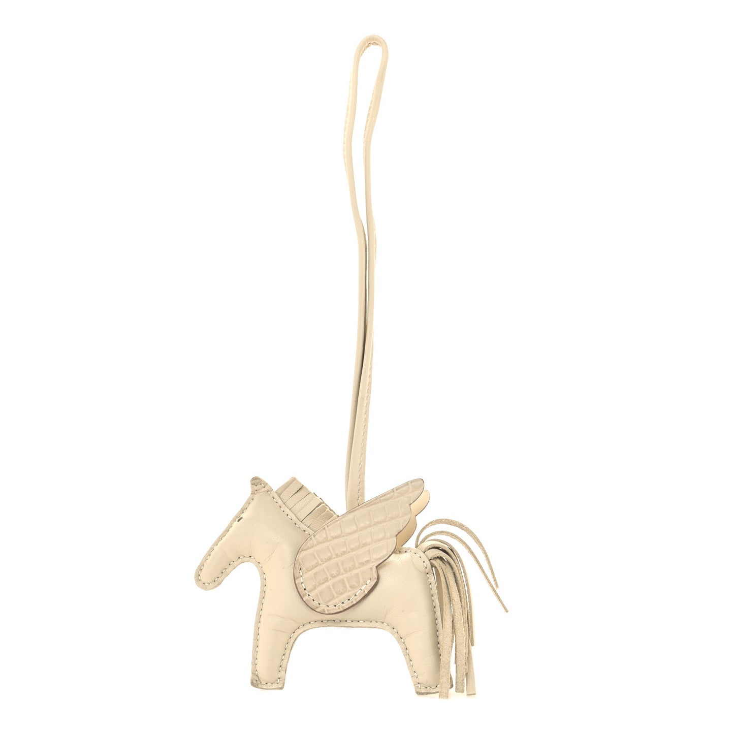 Milo Lambskin Matte Alligator Touch Grigri Rodeo Pegase Horse Bag Charm PM Craie Nata Beton