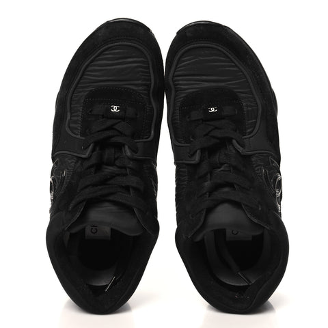 Nylon Calfskin Suede CC Sneakers 39 Black