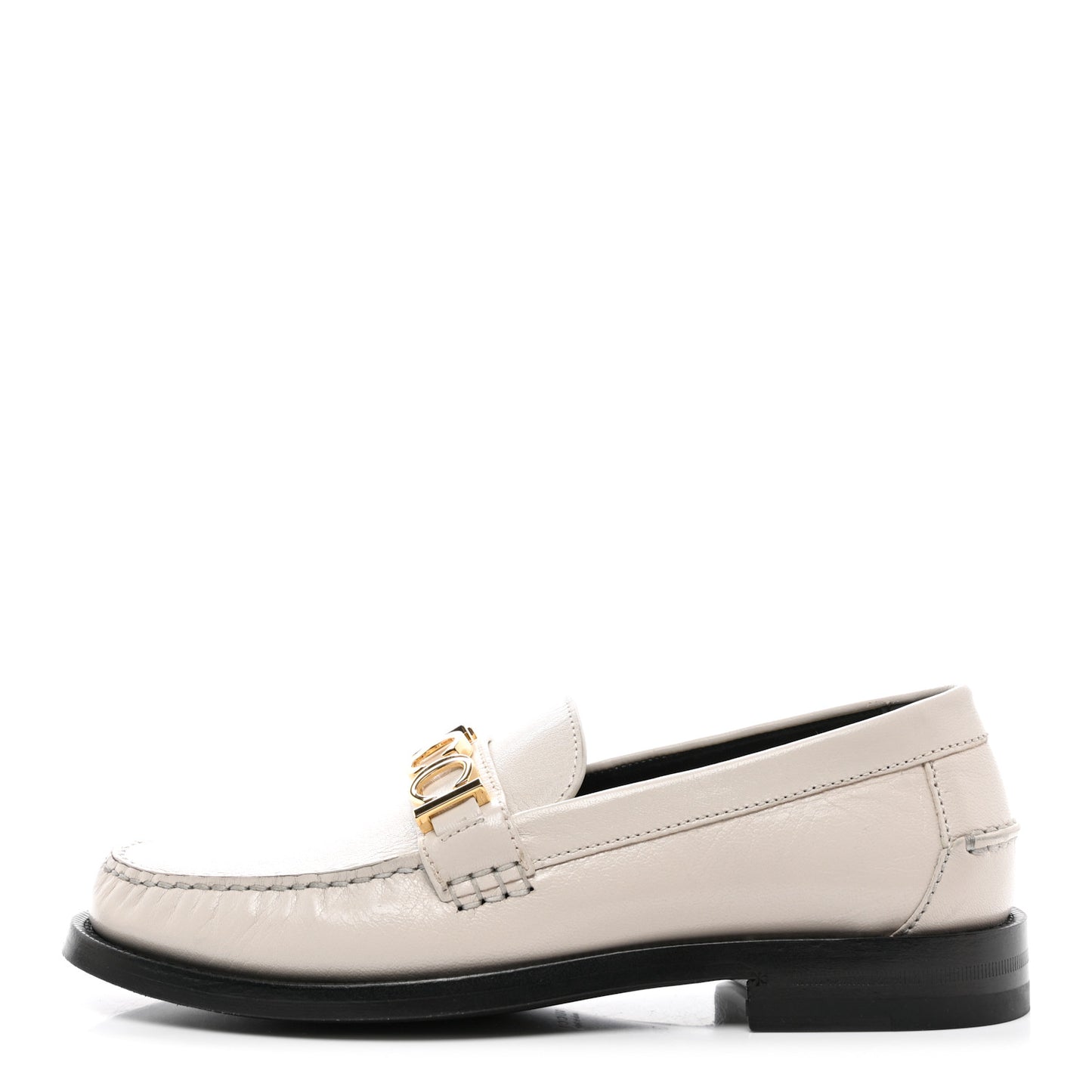 Goatskin Womens Logo 15mm Loafers 38 Mystic White