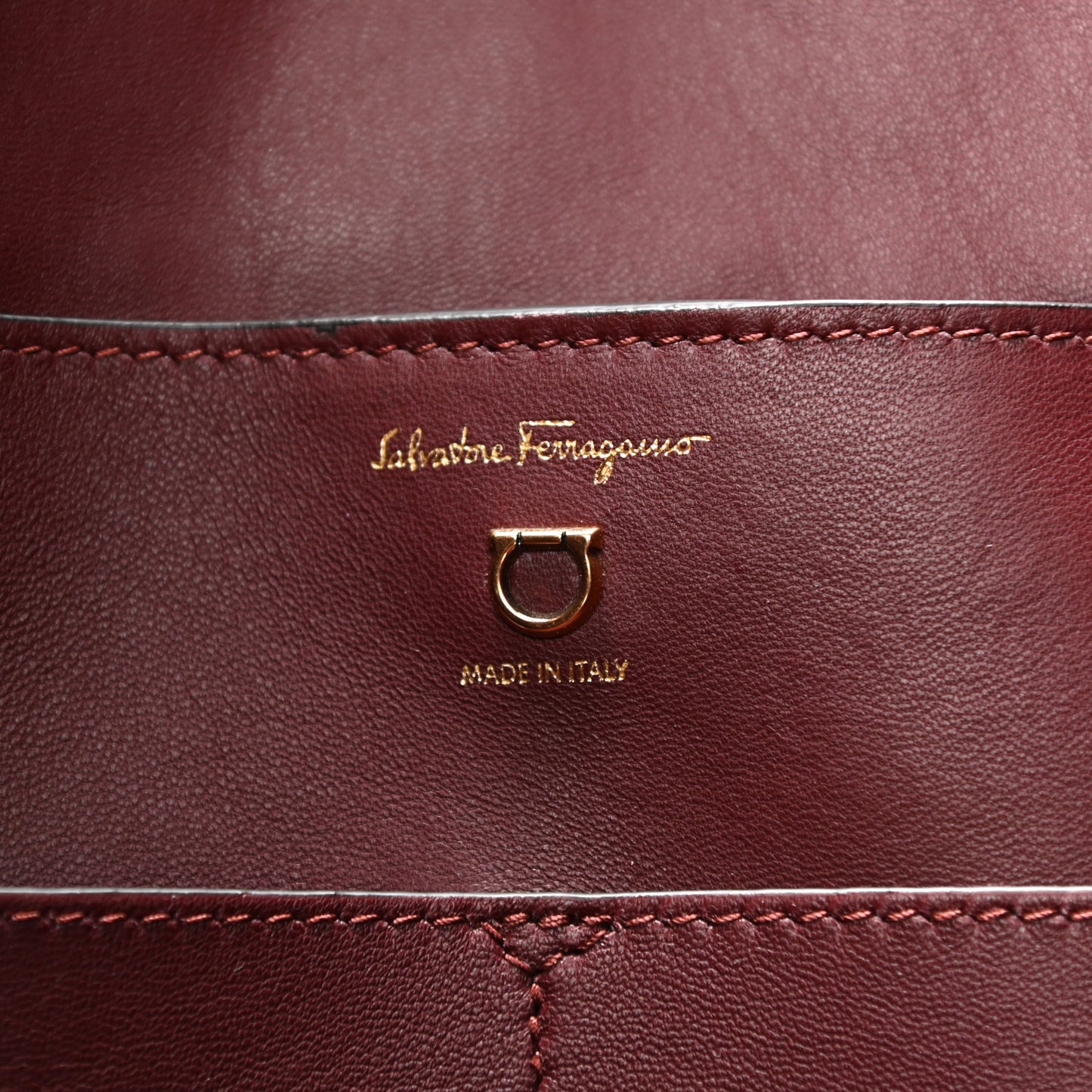 Calfskin Gancini Embossed Trifolio Tote Bag Burgundy