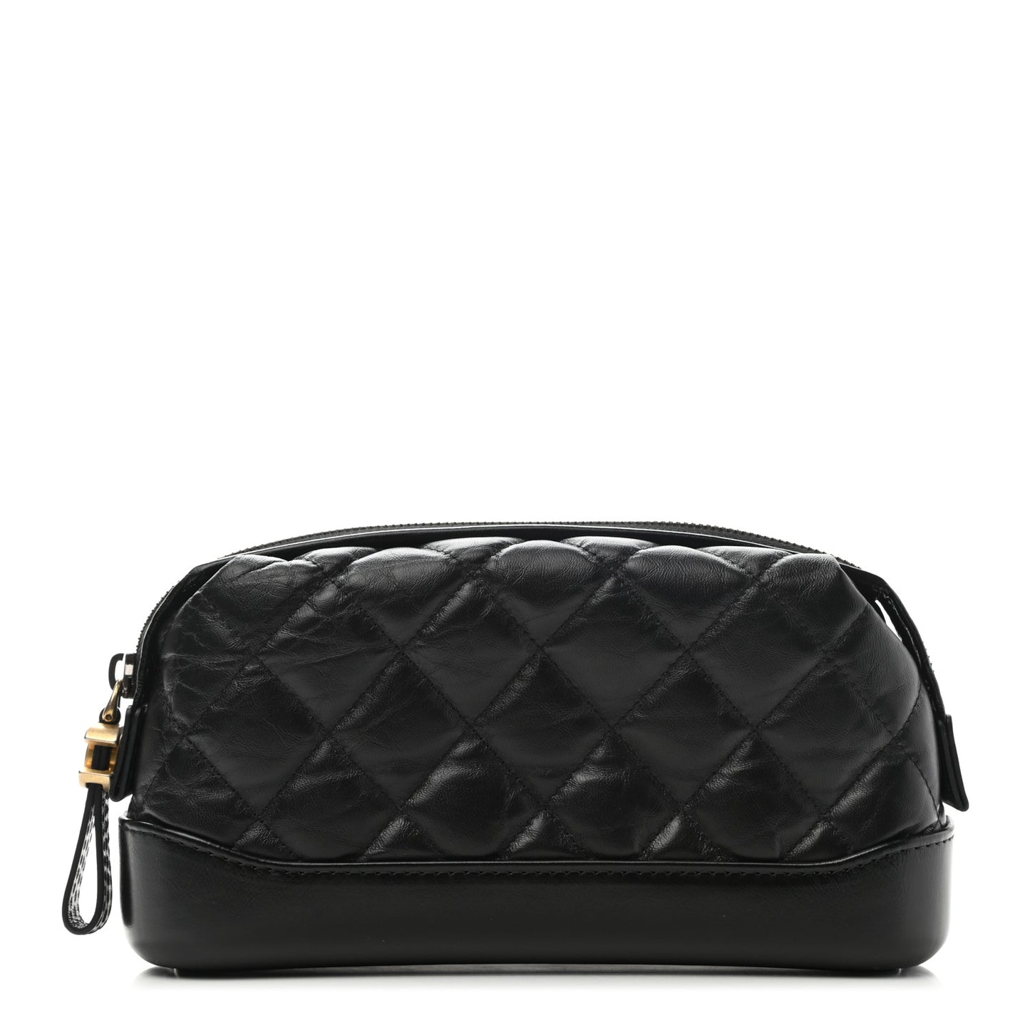 Aged Calfskin Quilted Gabrielle Cosmetic Case Black