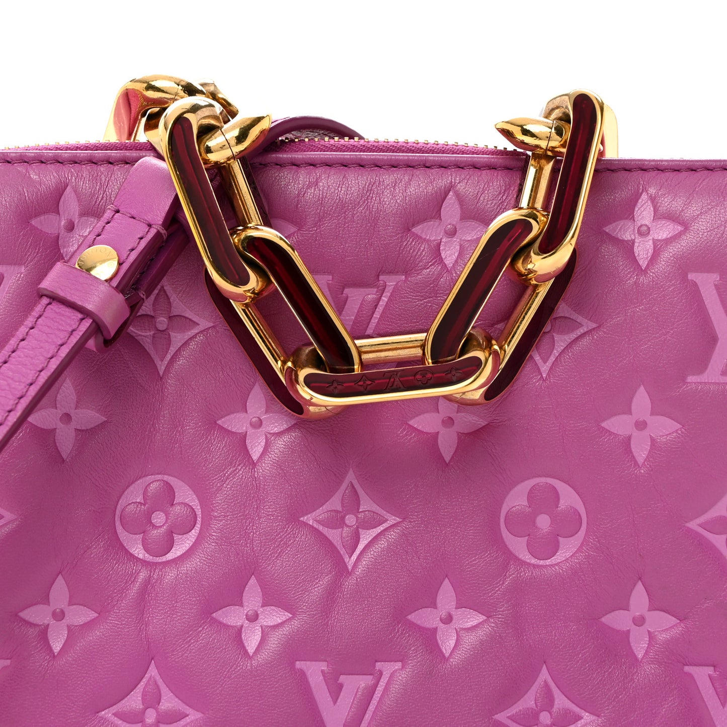 Lambskin Embossed Monogram Coussin BB Orchid