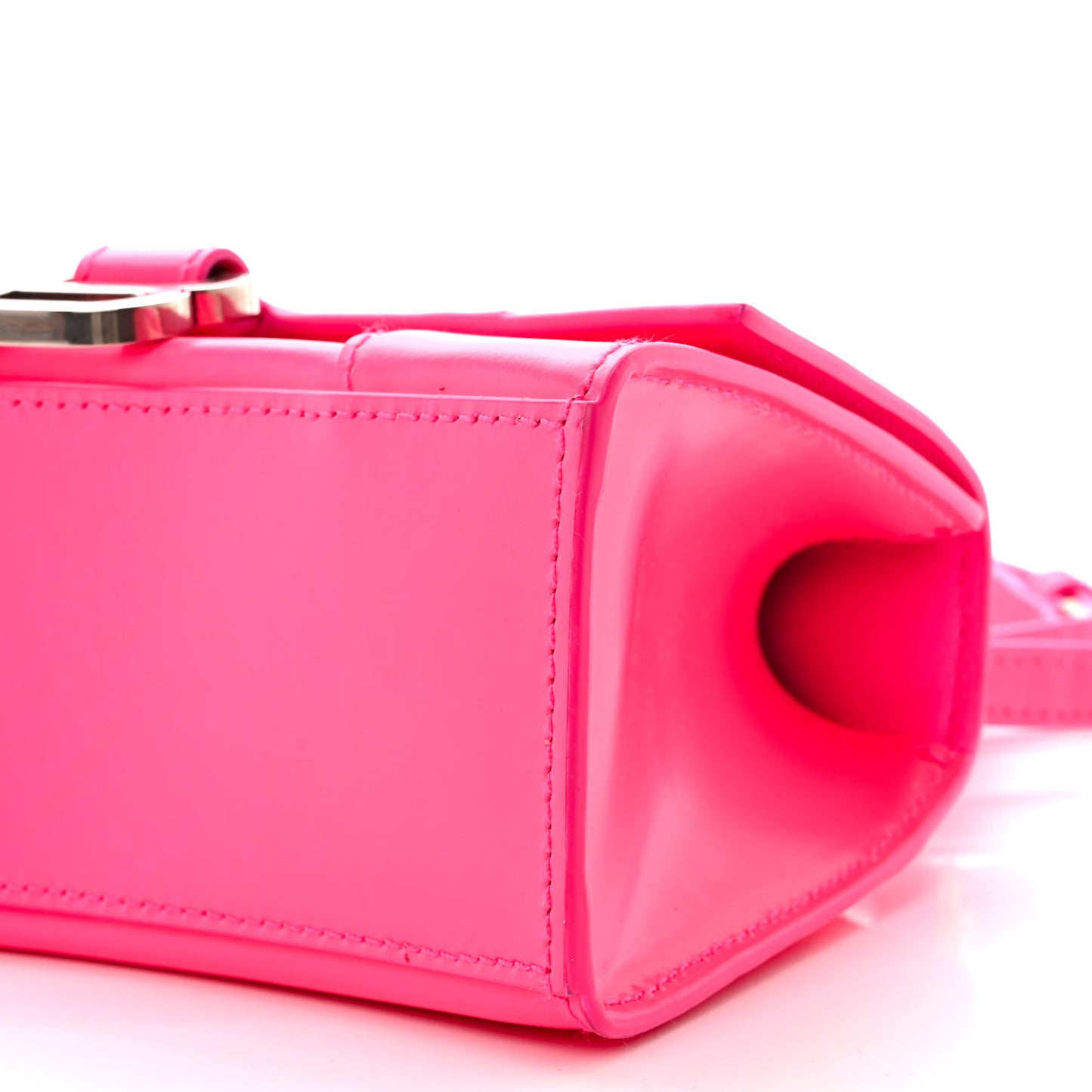 Shiny Box Calfskin Hourglass Top Handle Bag XS Hot Pink
