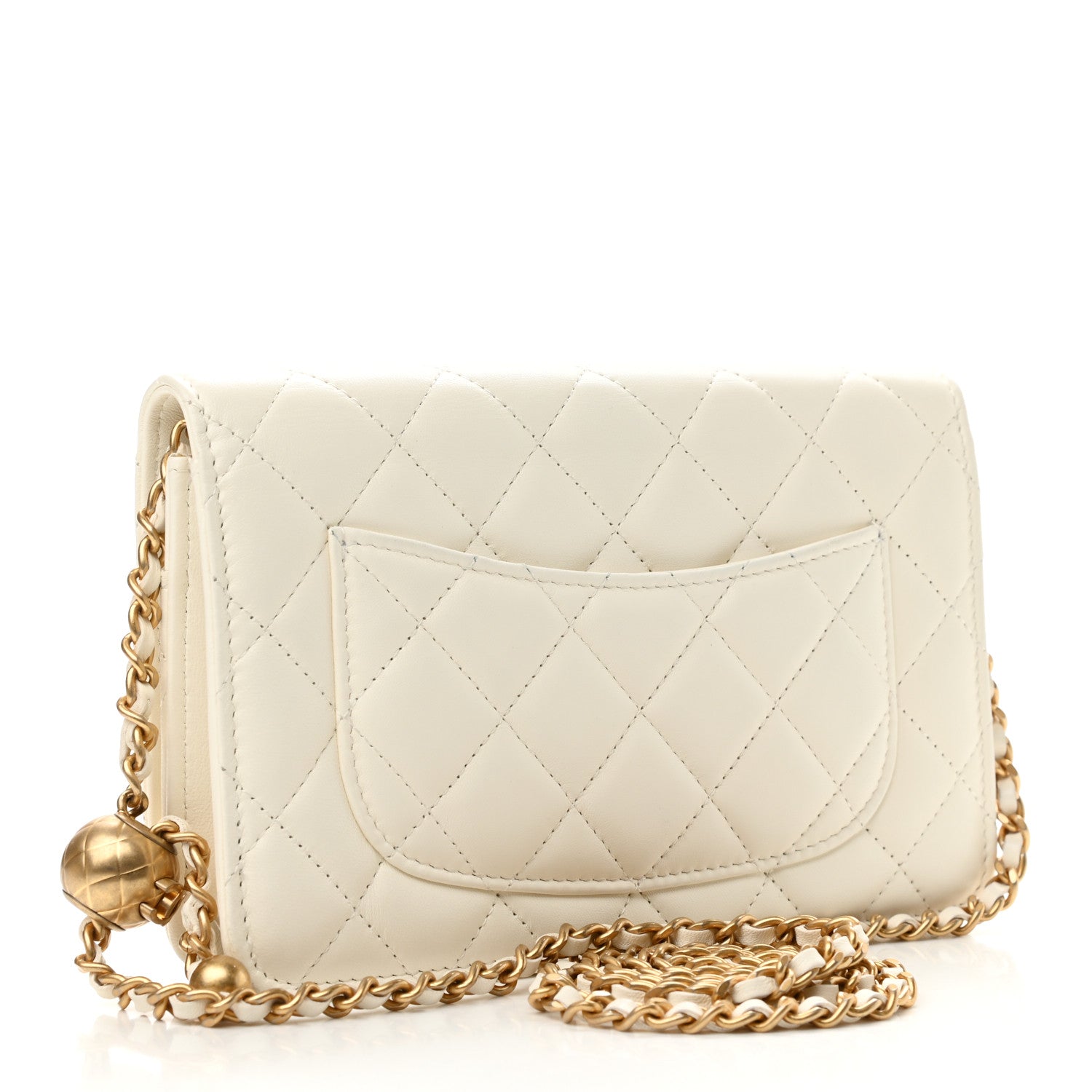 Chanel Lambskin Quilted CC Pearl Crush Wallet on Chain WOC White 2 of 11