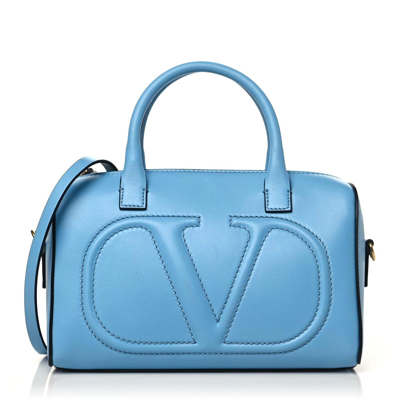 Valentino Garavani Vitello VLogo Boston Bag Blue 1125950