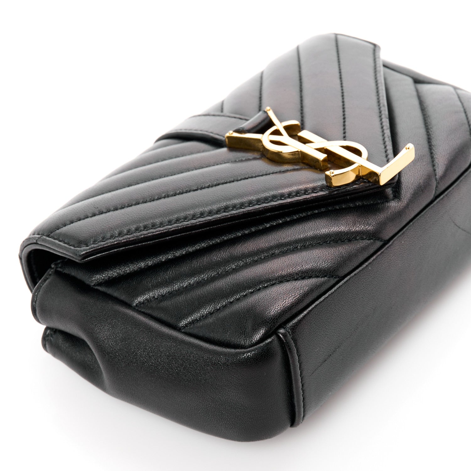 Saint Laurent Sheepskin Matelasse Chevron Monogram Classic Baby Chain Bag Black 10 of 11