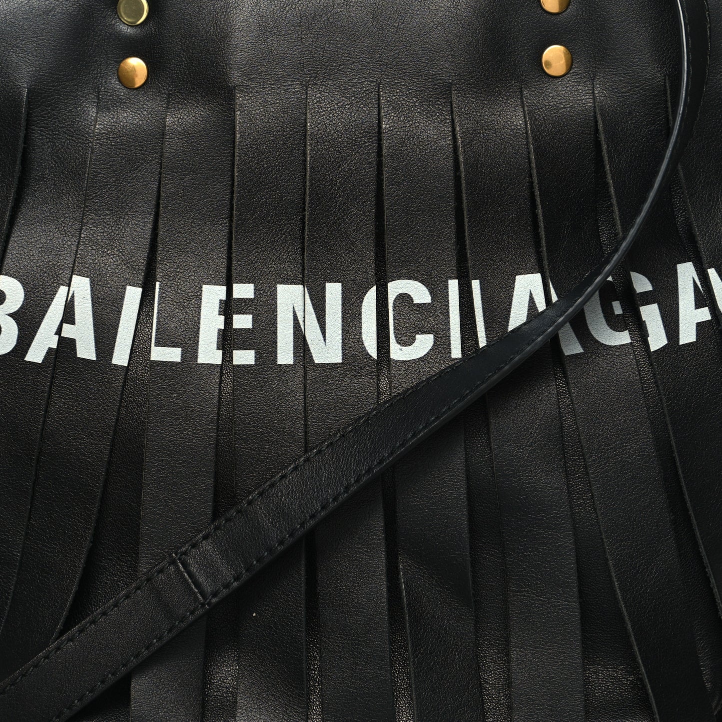 Calfskin XS Fringe Laundry Cabas Black
