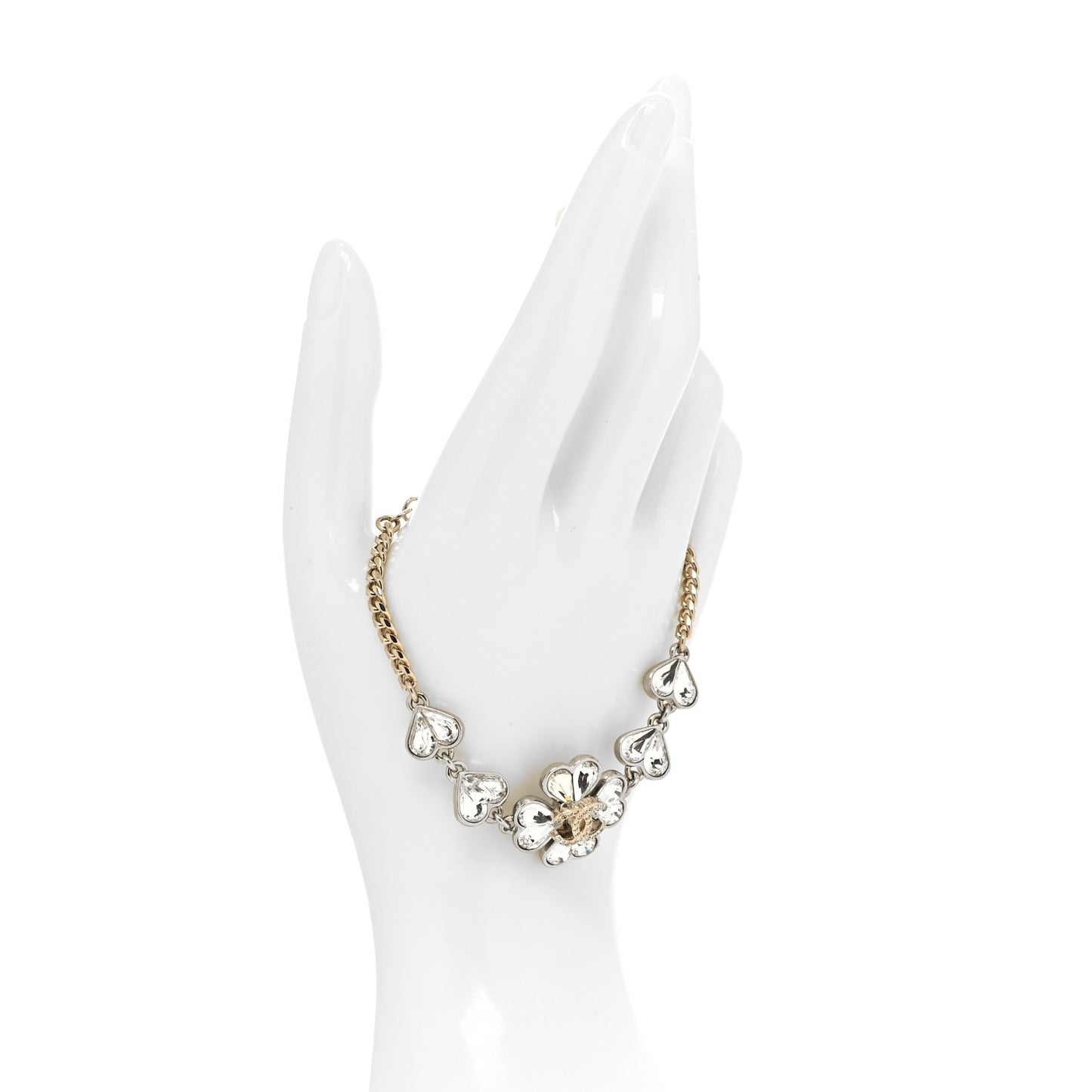 Crystal CC Clover Chain Bracelet Gold