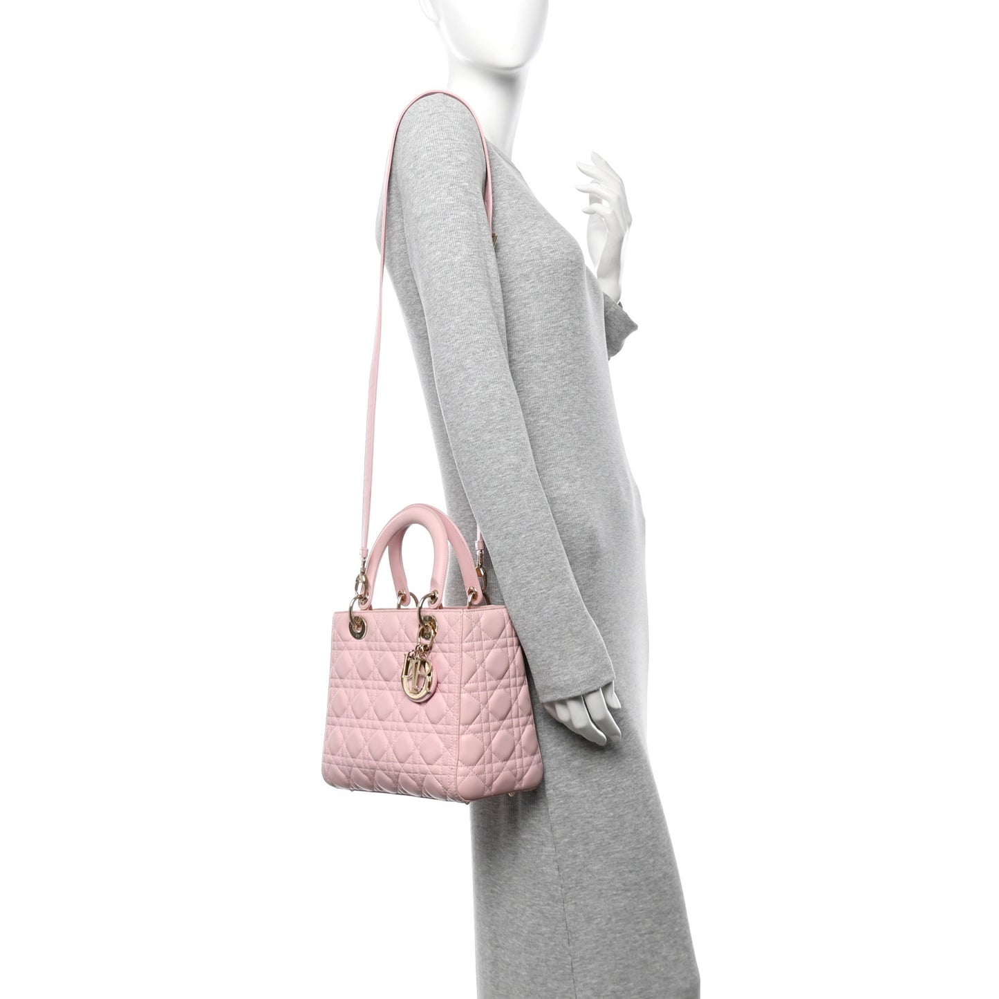 Lambskin Cannage Medium Lady Dior Light Pink