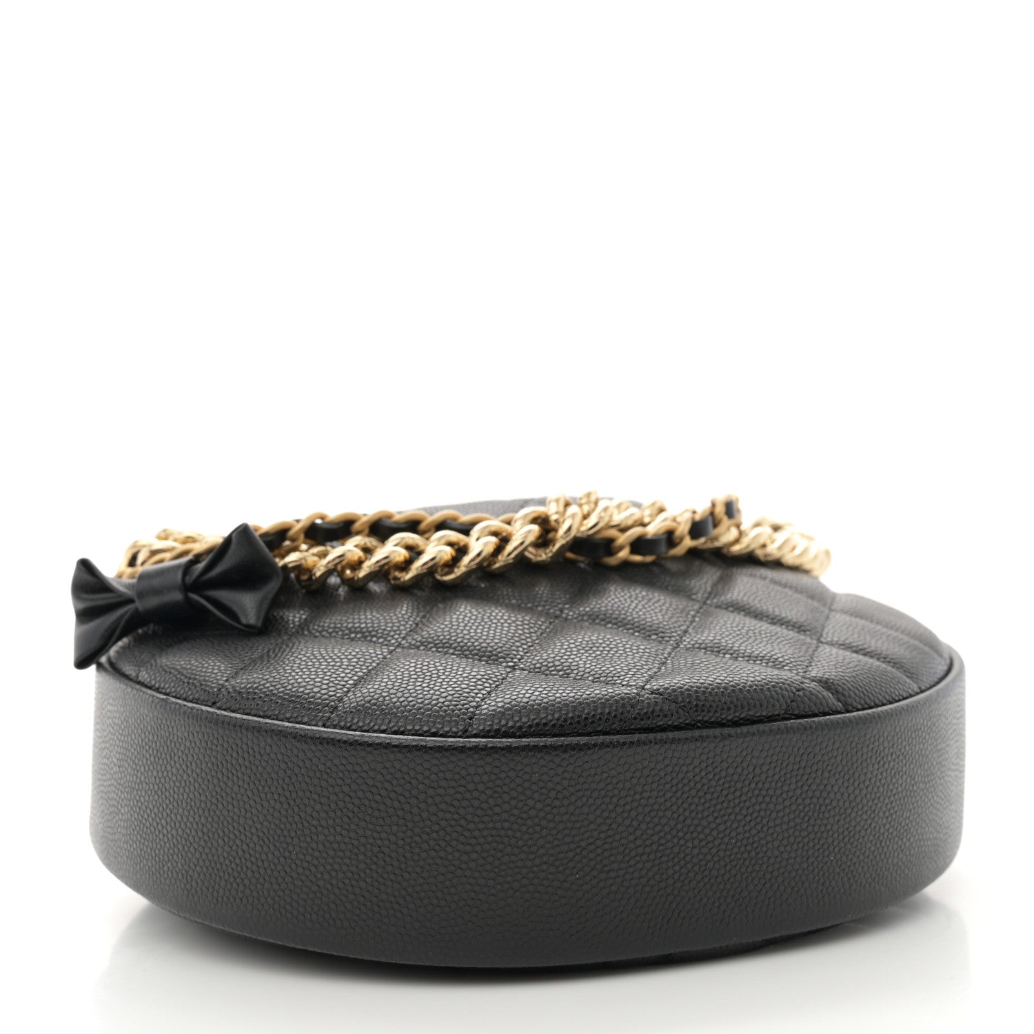 Chanel Shiny Caviar Quilted Bow Pouch Hobo Black 4 of 11