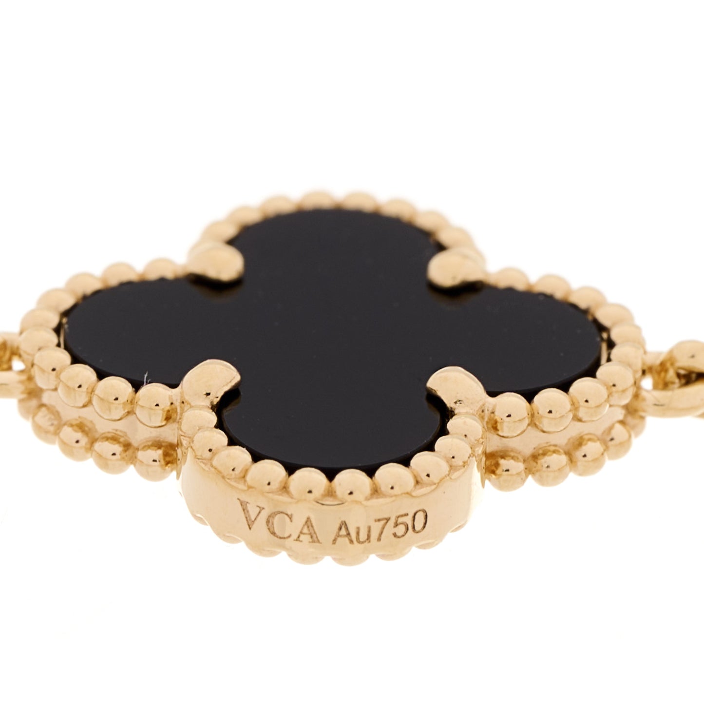 18K Yellow Gold Black Onyx 5 Motifs Vintage Alhambra Bracelet