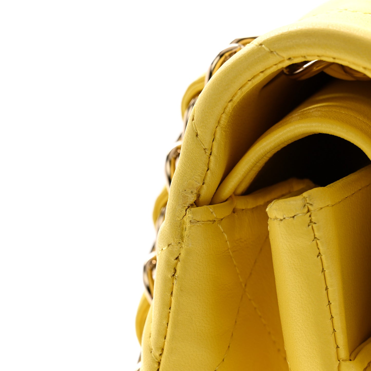 Lambskin Quilted Jumbo Double Flap Yellow