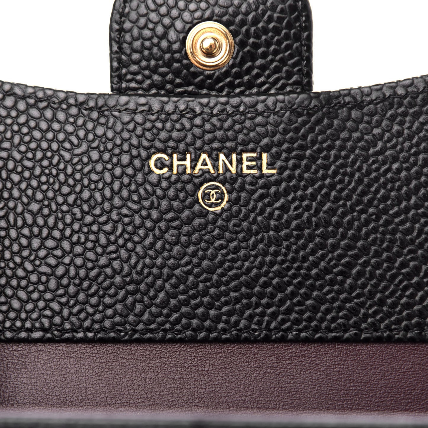 Caviar Quilted Compact Flap Wallet Black
