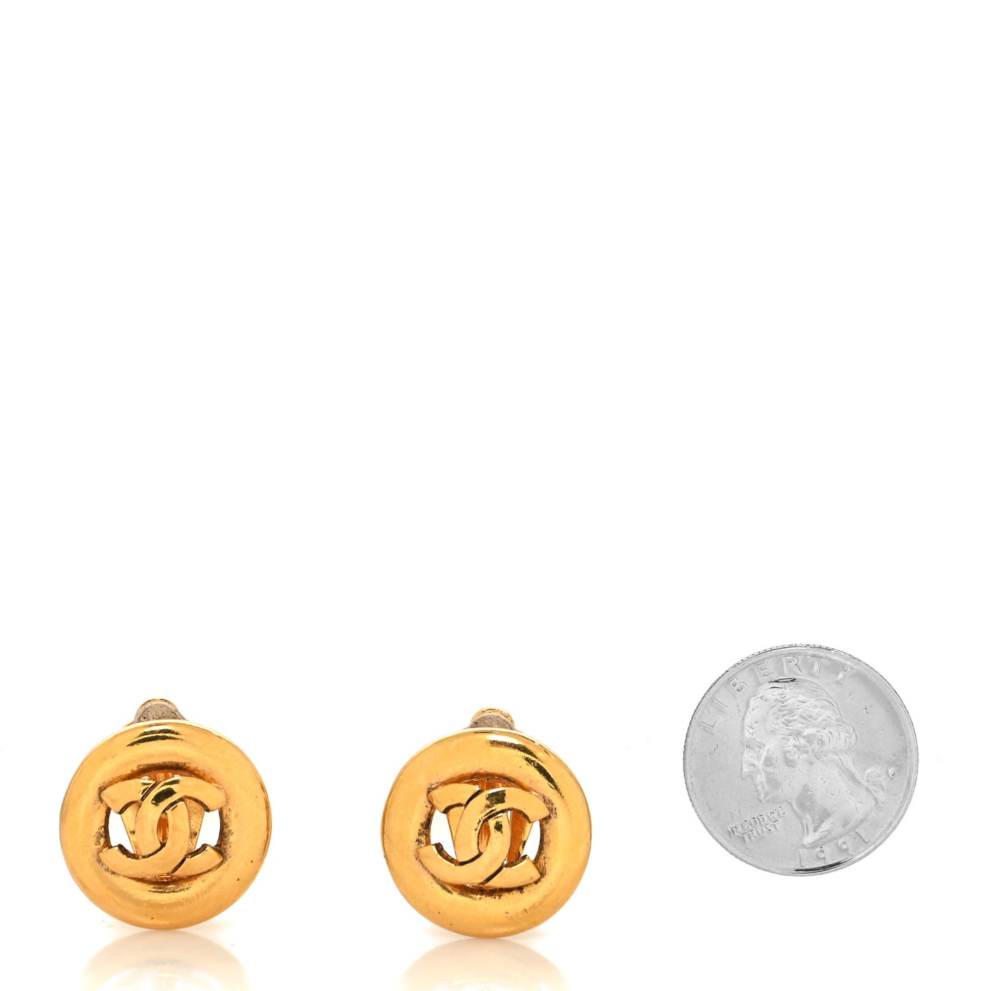 Metal CC Clip On Earrings Gold