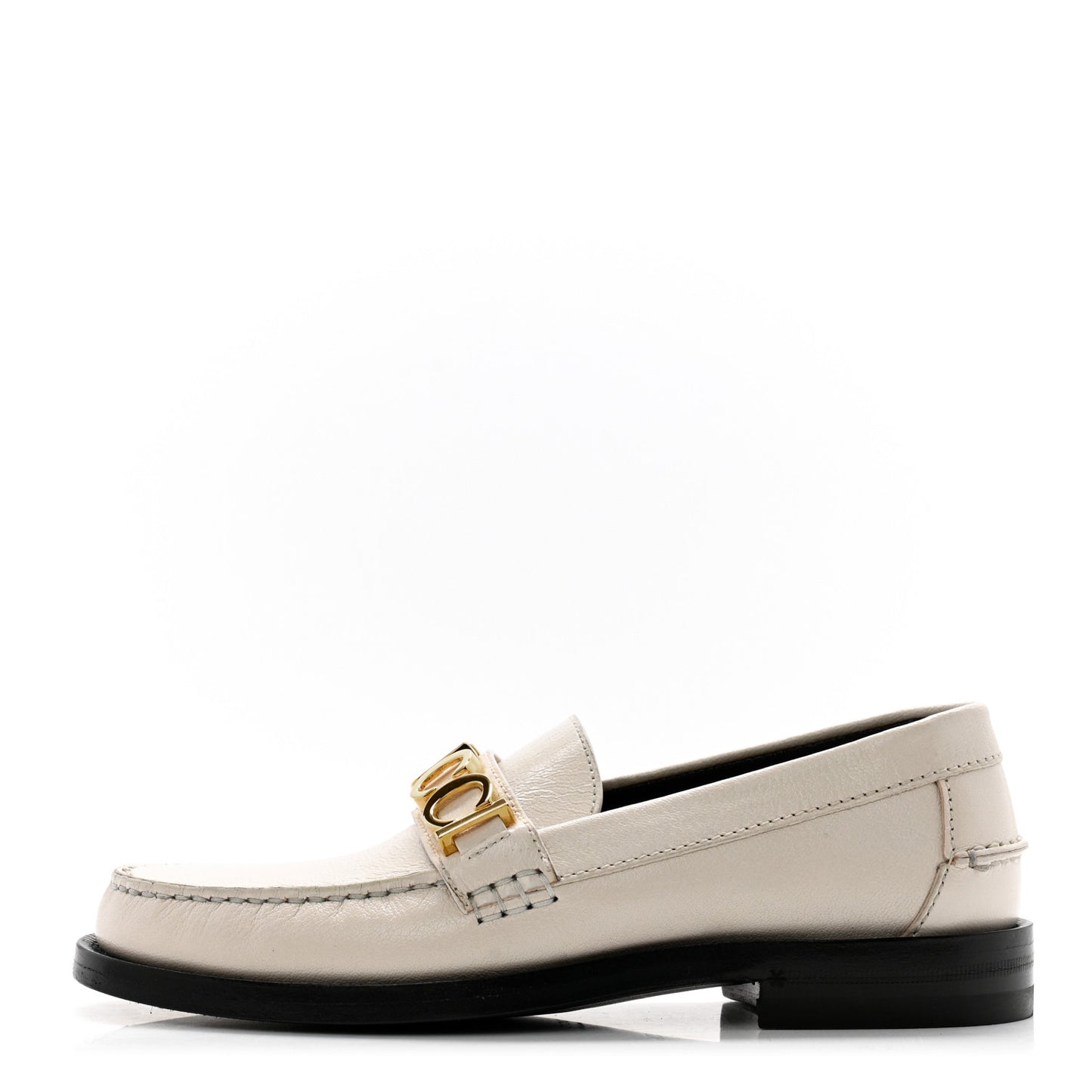 Goatskin Womens Logo 15mm Loafers 35.5 Mystic White