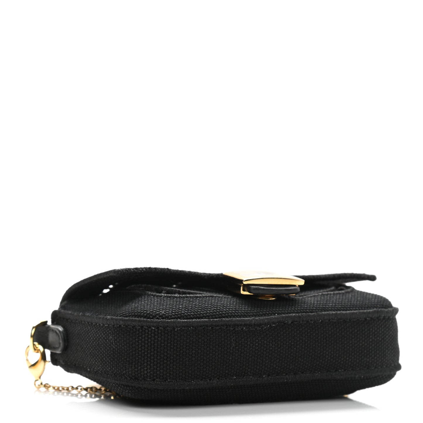 Canvas Embroidered Nano Baguette Charm Black