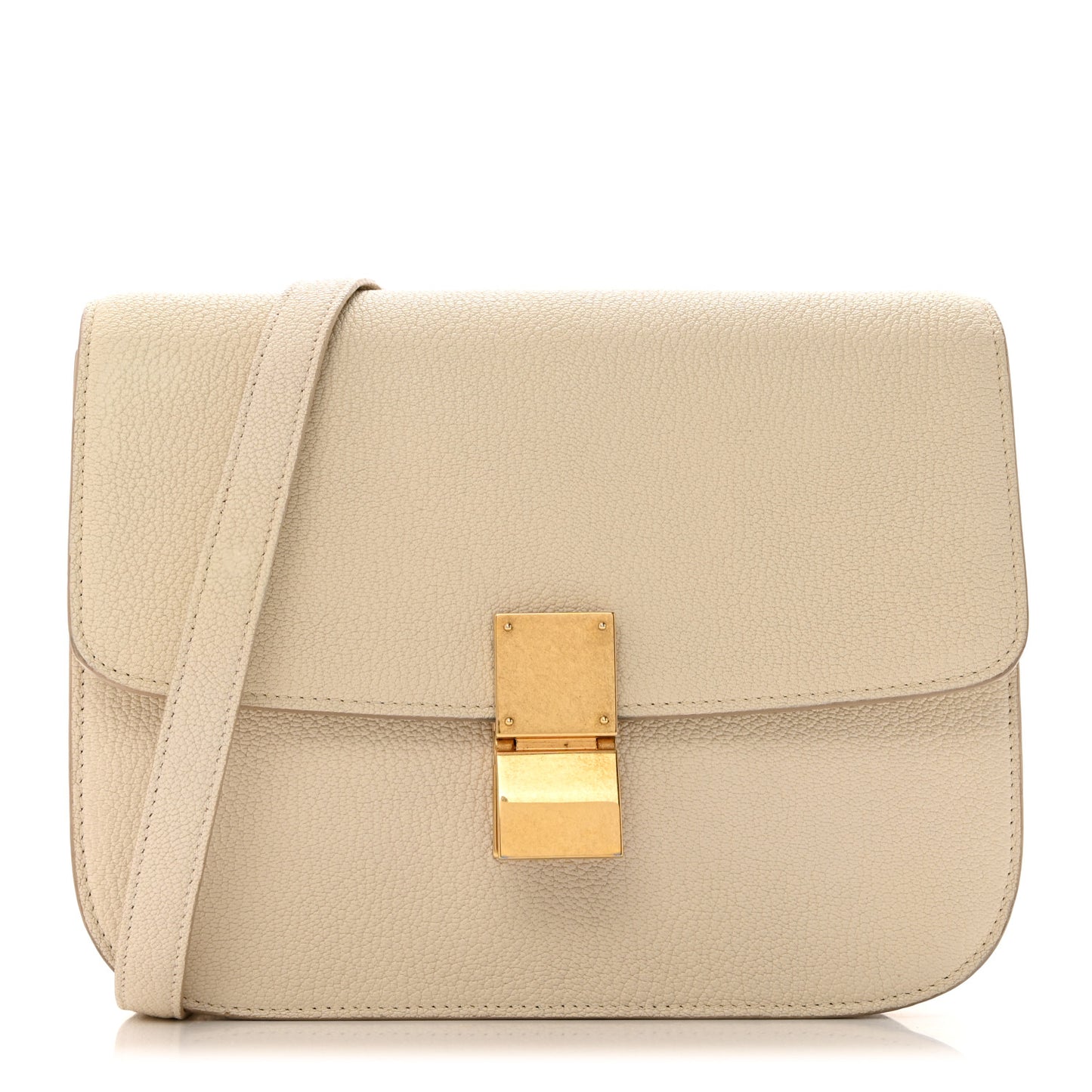Liege Calfskin Medium Classic Box Flap Bag White