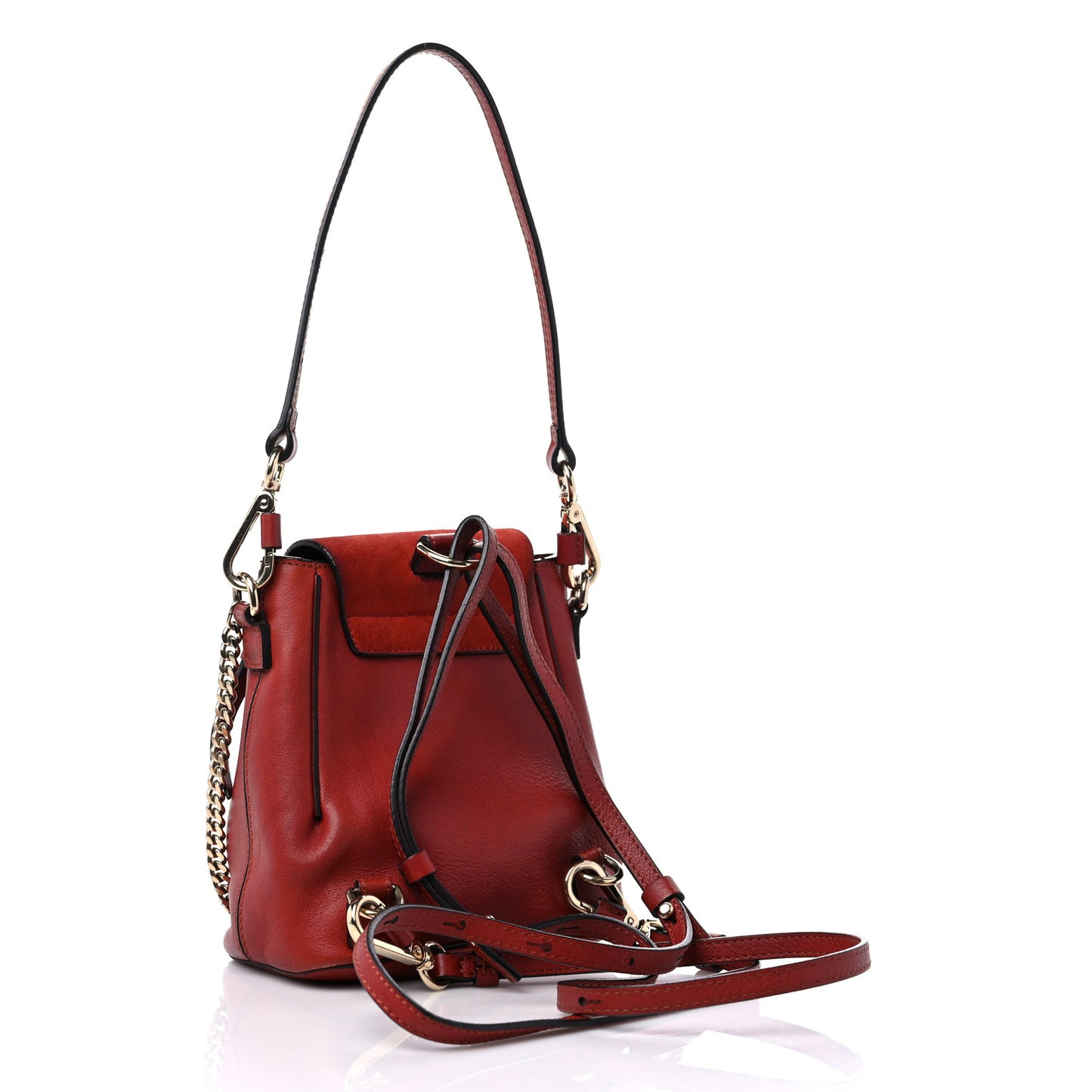 Suede Calfskin Mini Faye Backpack Earthy Red