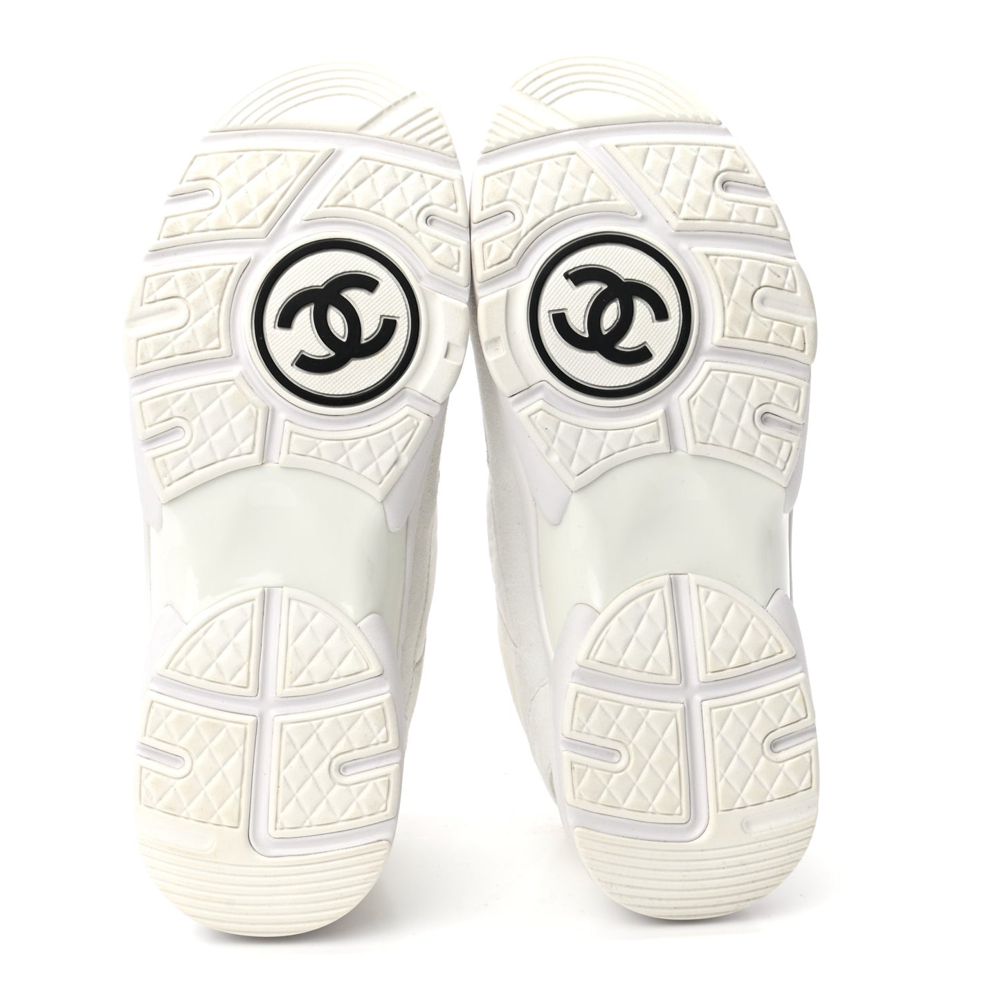 Suede Calfskin Fabric CC Sneakers 37 White