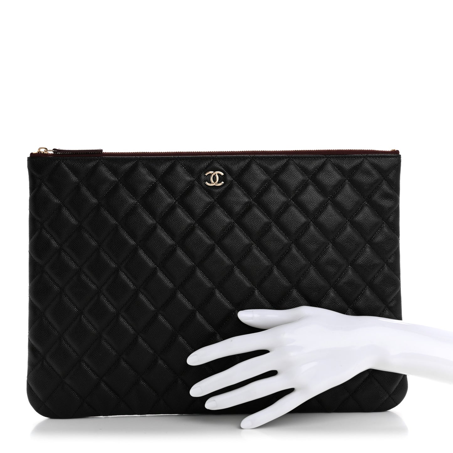 Caviar Quilted Large Cosmetic Case Black