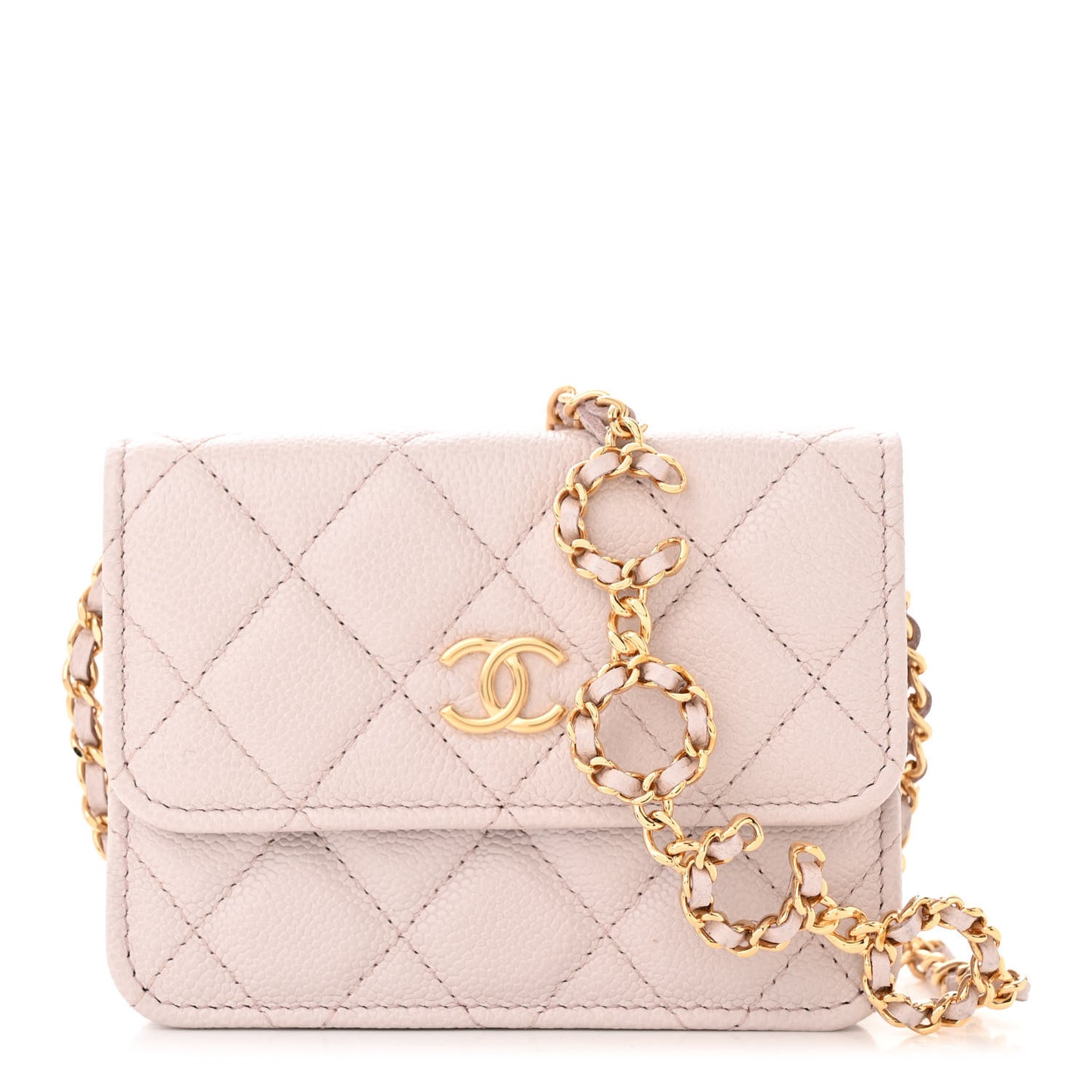 Caviar Quilted Miss Coco Clutch With Chain Grey