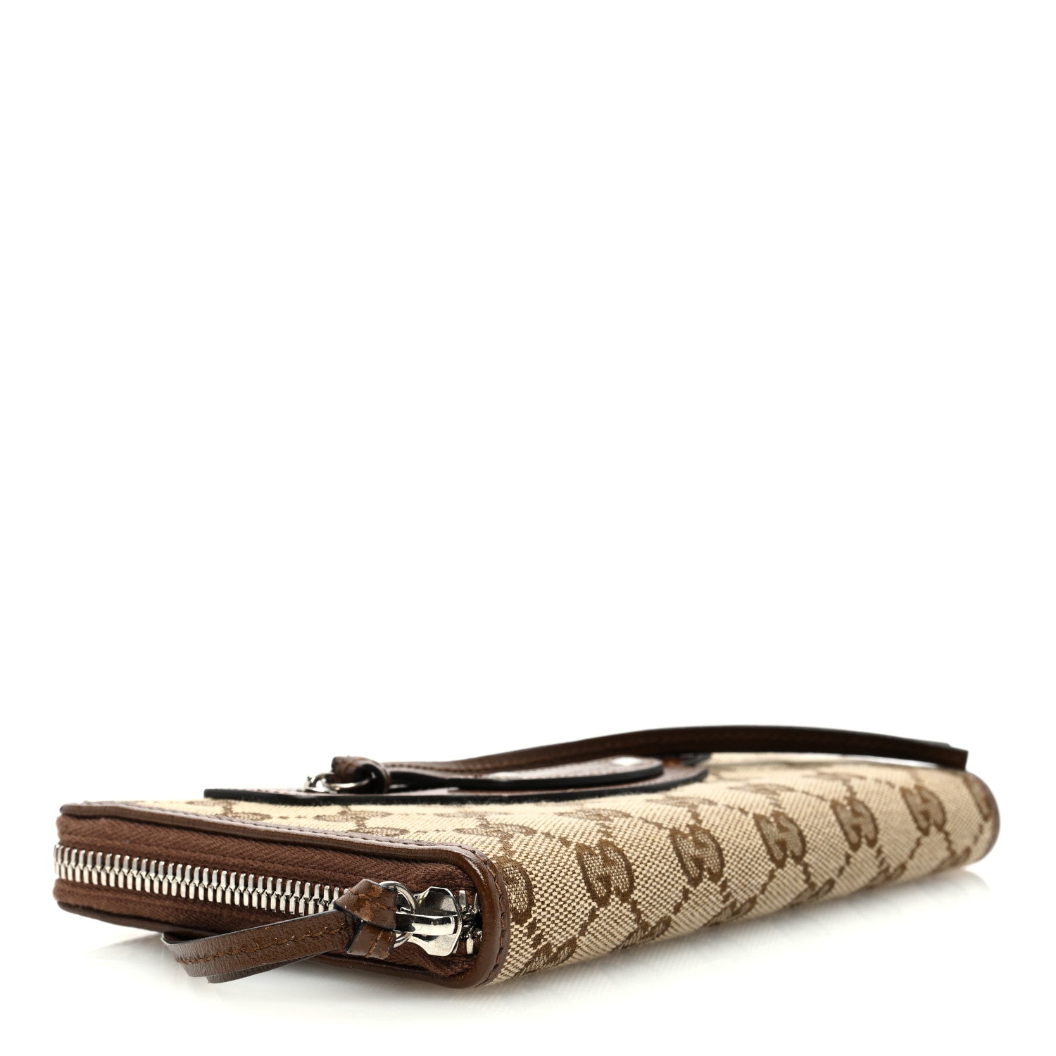 Balenciaga X GUCCI GG Monogram Azalea Calfskin Neo Classic Zip Around Wallet Beige Ebony Brown Sugar 4 of 6