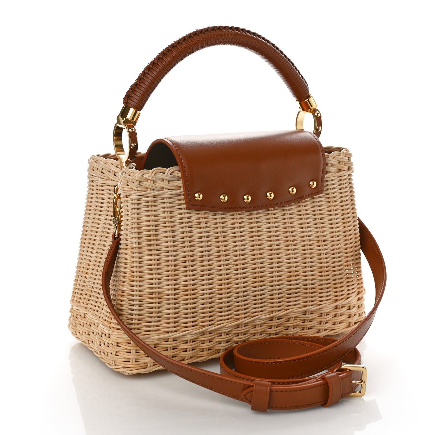 Rattan Calfskin Capucines BB Tan