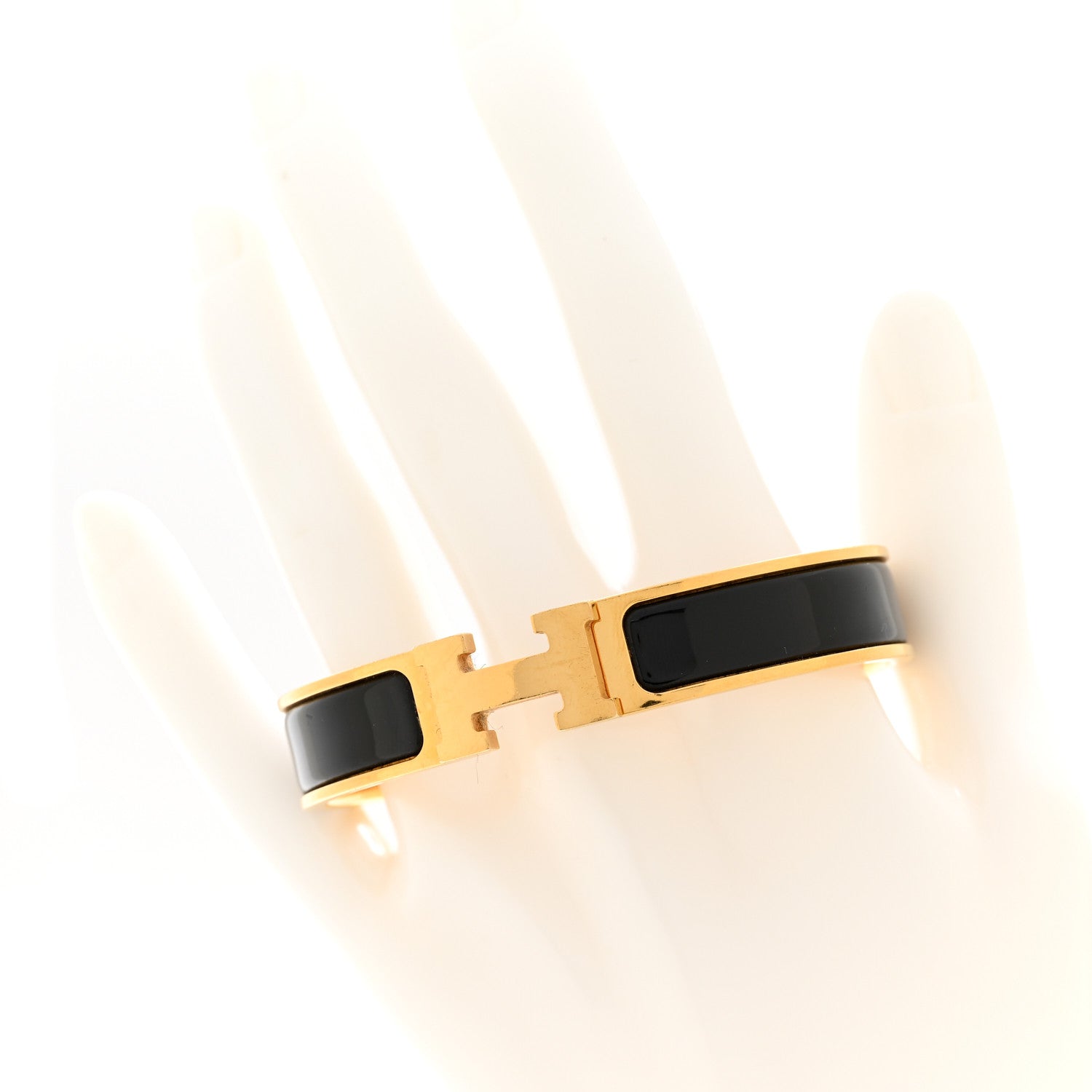 Hermes Enamel Narrow Clic Clac H Bracelet GM Black 2 of 7