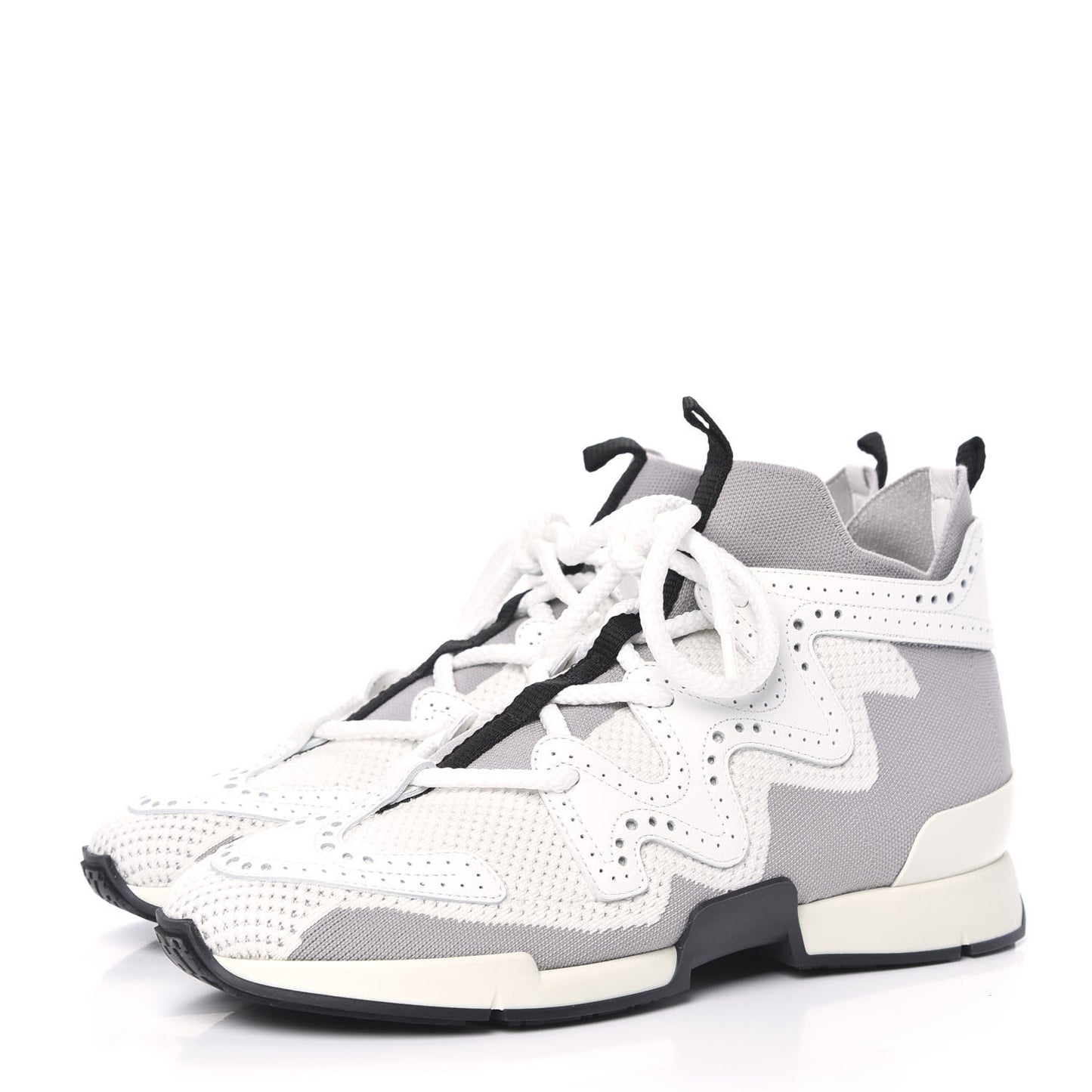Mesh Calfskin Action Sneakers 38 Gris Clair Multicolor
