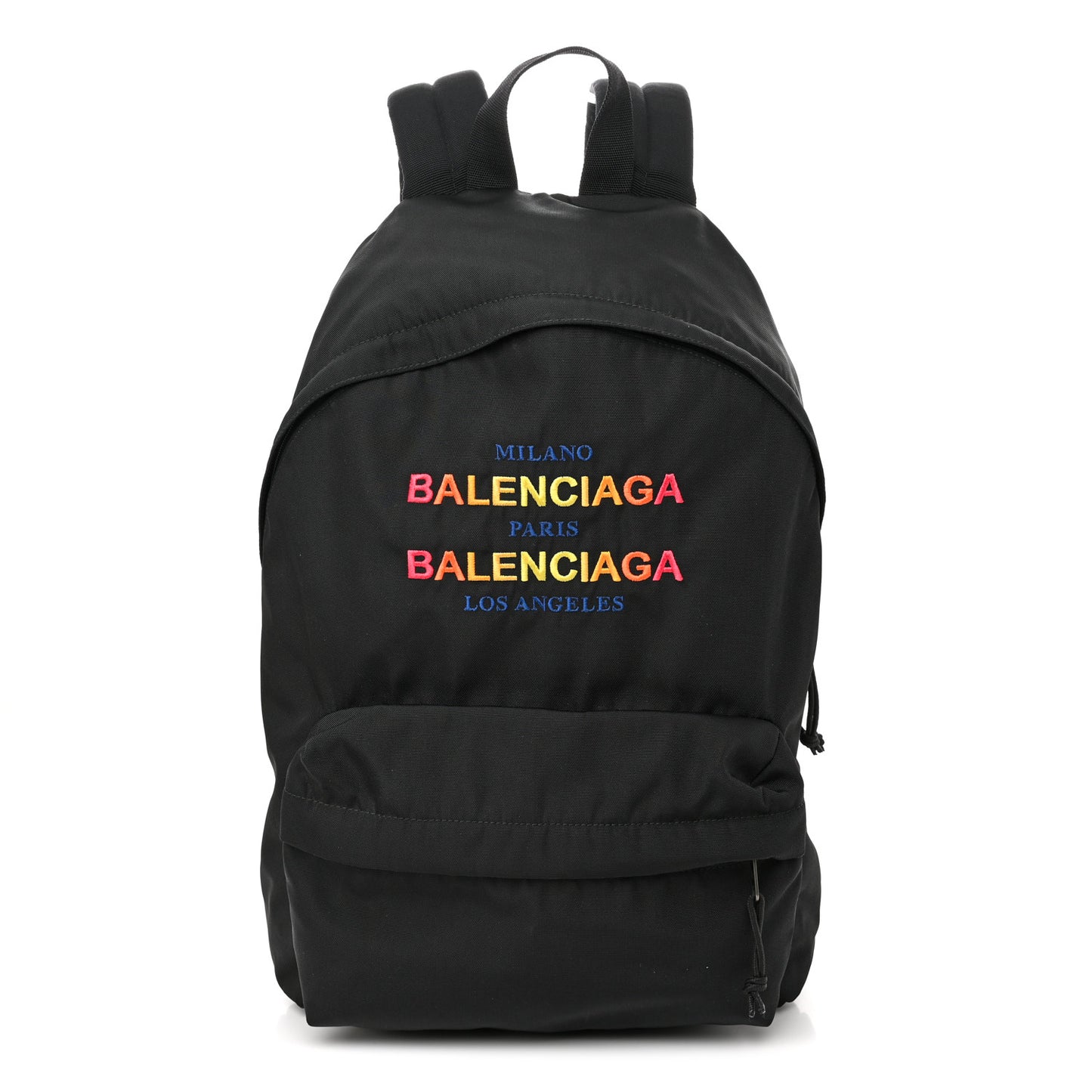 Nylon Milano Paris LA Embroidered Explorer Backpack Black