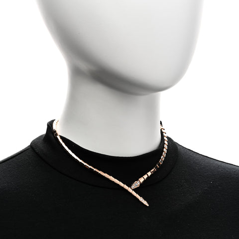 18K Rose Gold Diamond Serpenti Viper Choker Necklace S
