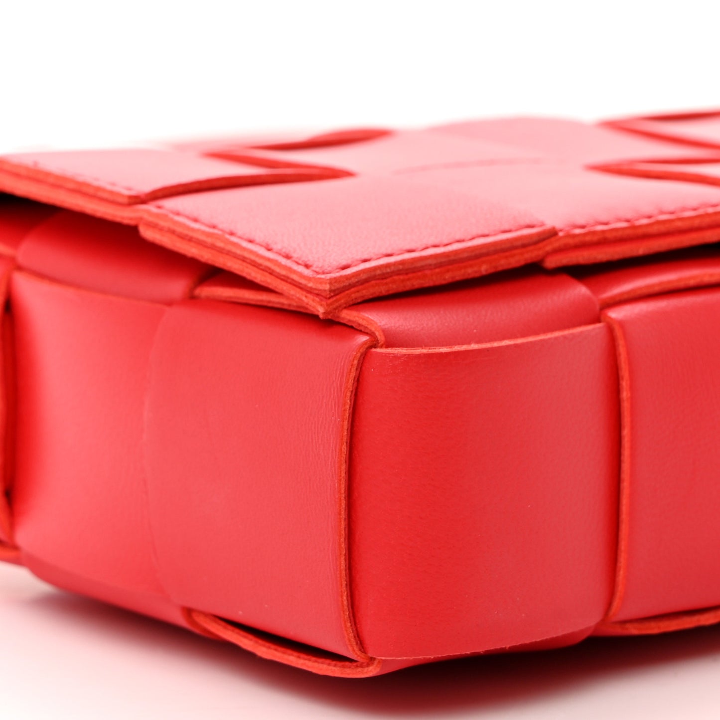 Lambskin Maxi Intrecciato Small Cassette Crossbody Bag Redstone