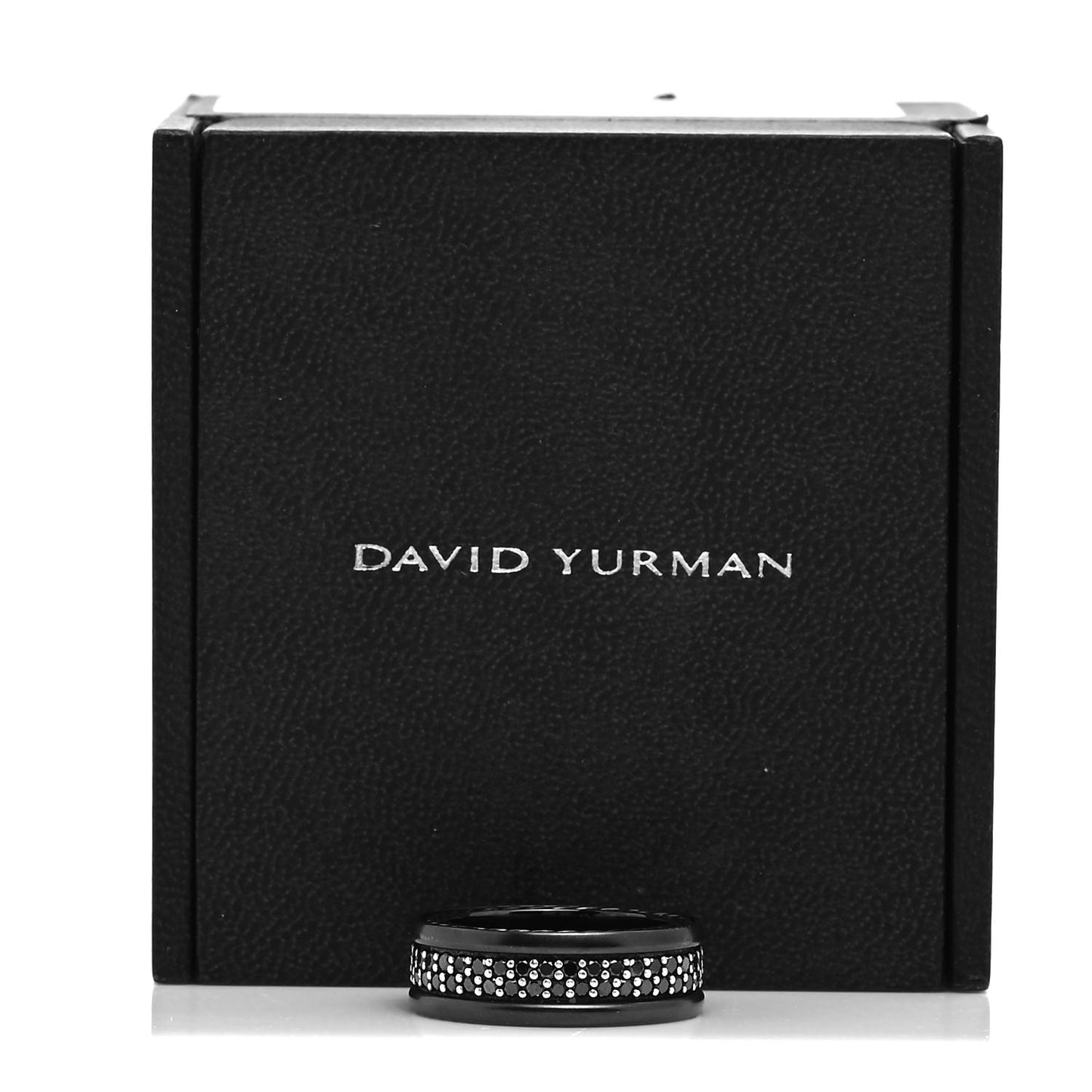 Titanium Sterling Silver Black Diamond Streamline Two-Row Band Ring 55 7.25