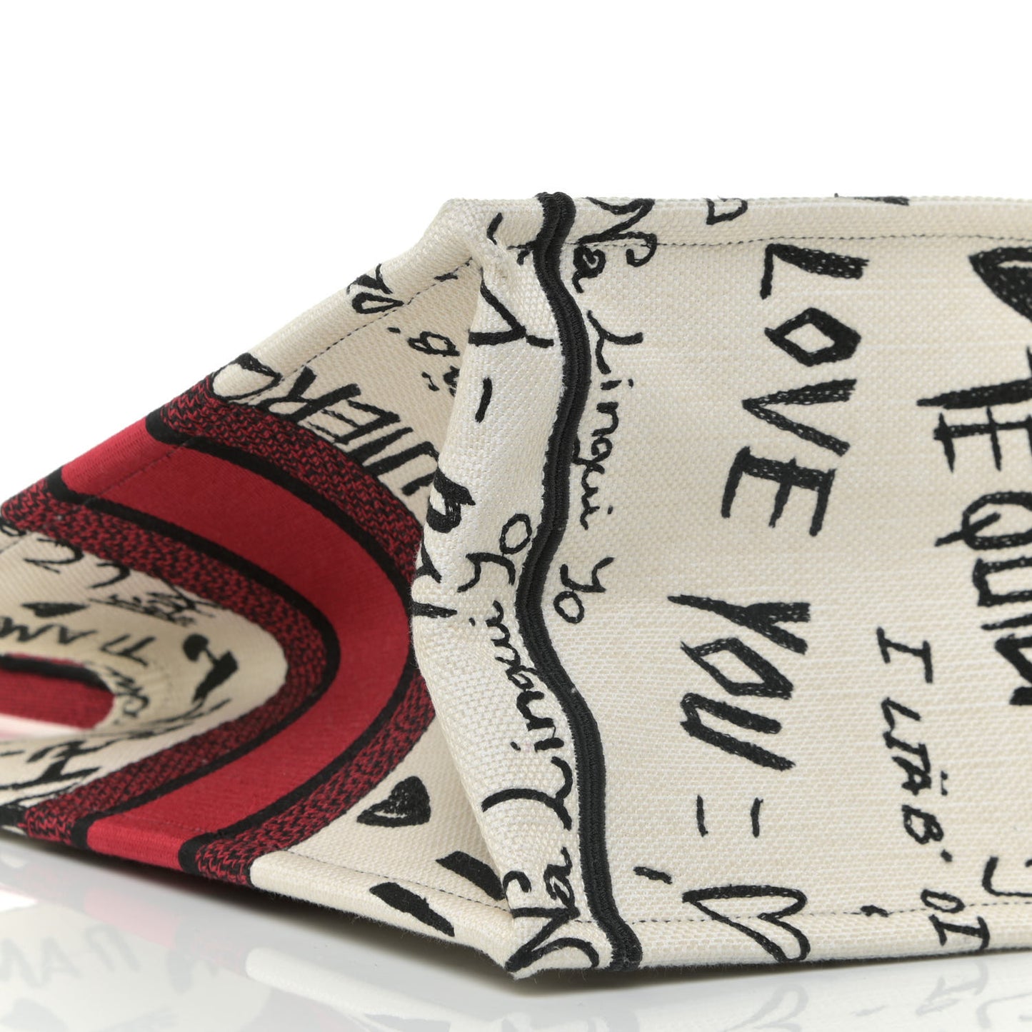 Canvas Embroidered Medium Dioramour Graffiti Book Tote Latte Multicolor