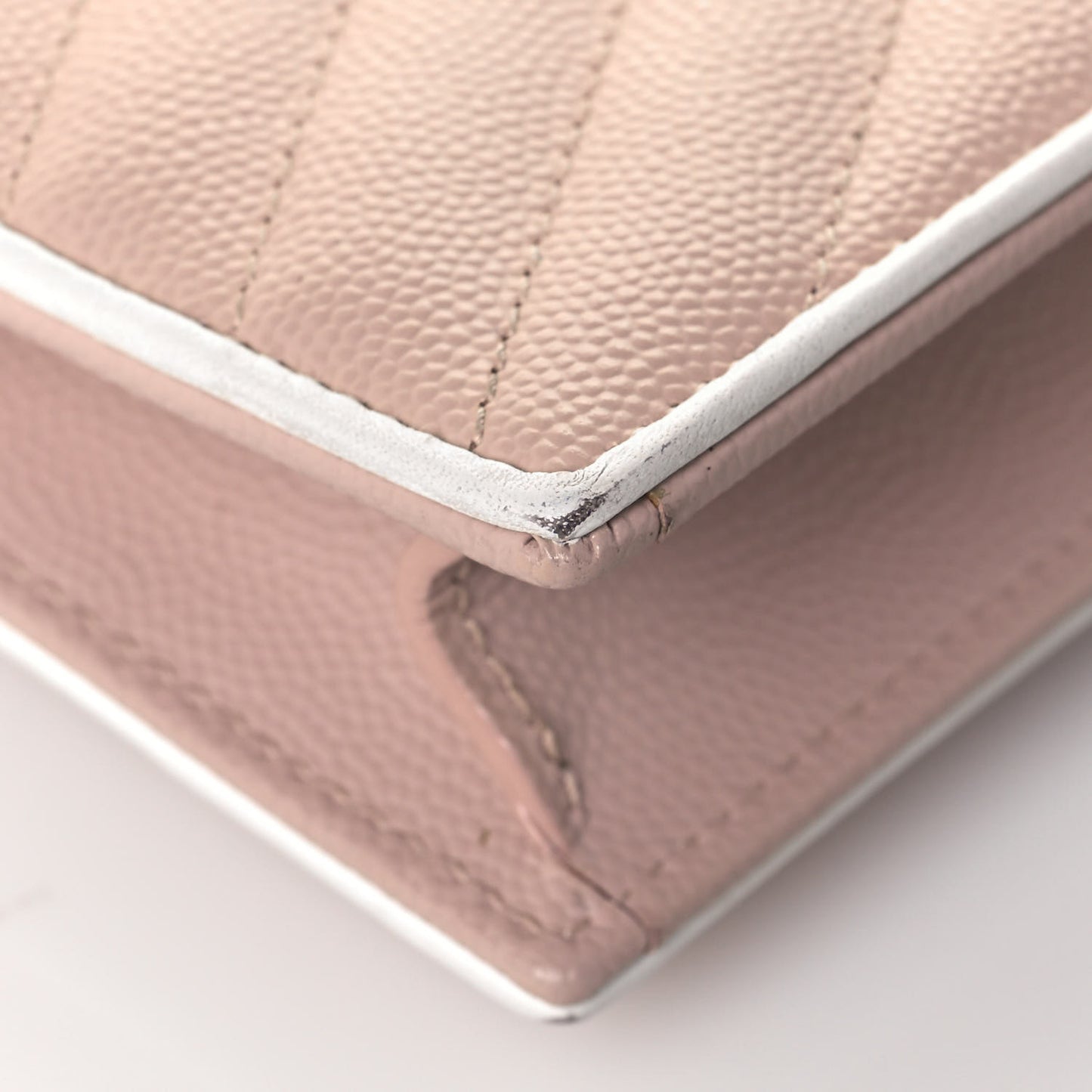 Grain De Poudre Matelasse Chevron Monogram Envelope Chain Wallet Pink White
