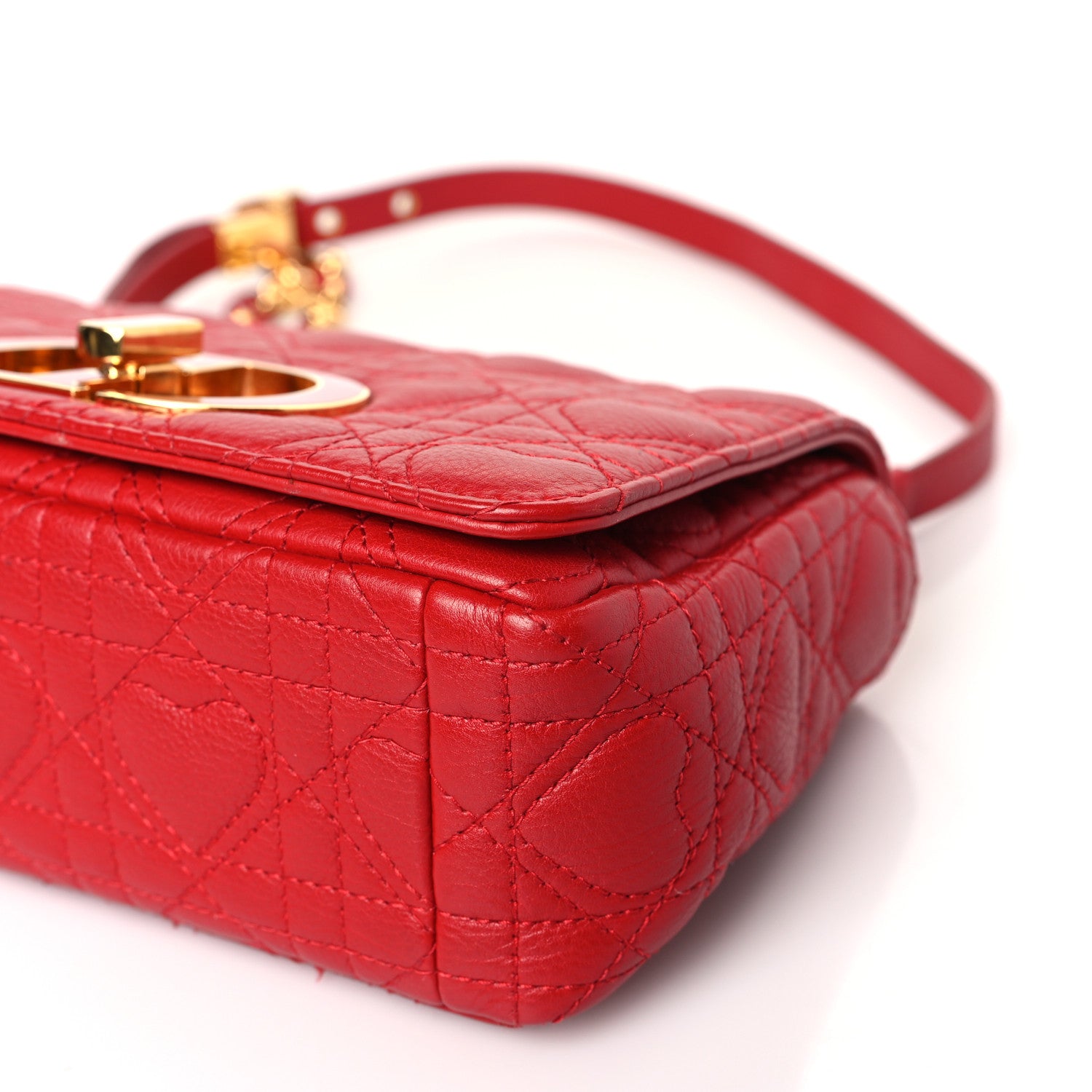 Christian Dior Calfskin Cannage Dioramour Small Caro Bag Bright Red 9 of 10