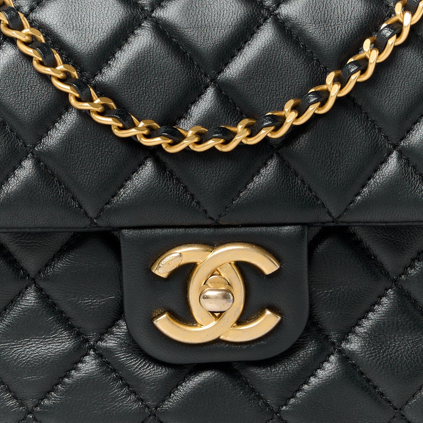 Lambskin Enamel Quilted Small Coco Hearts Flap Black
