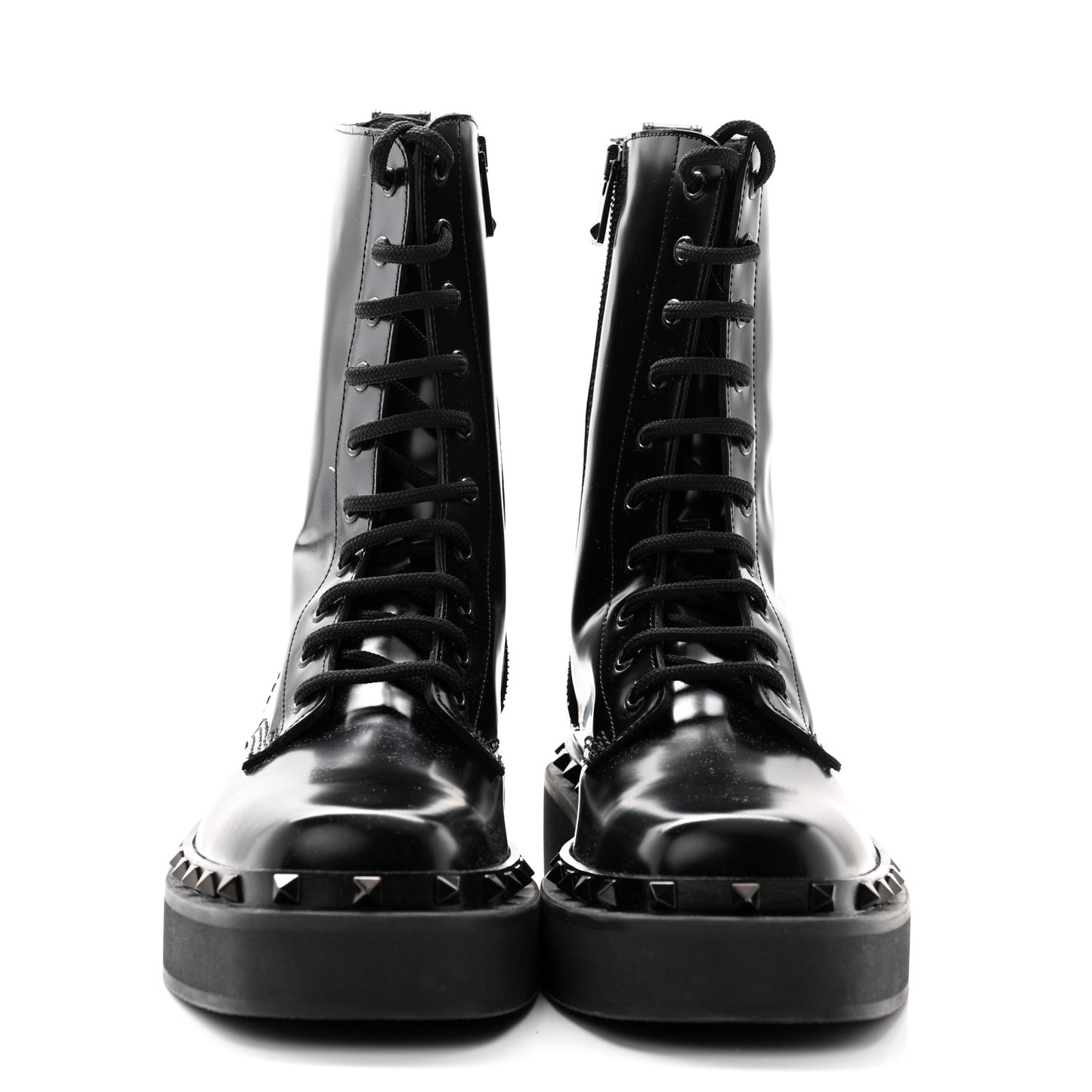 Calfskin Rockstud M-Way 50mm Combat Boots 40.5 Black