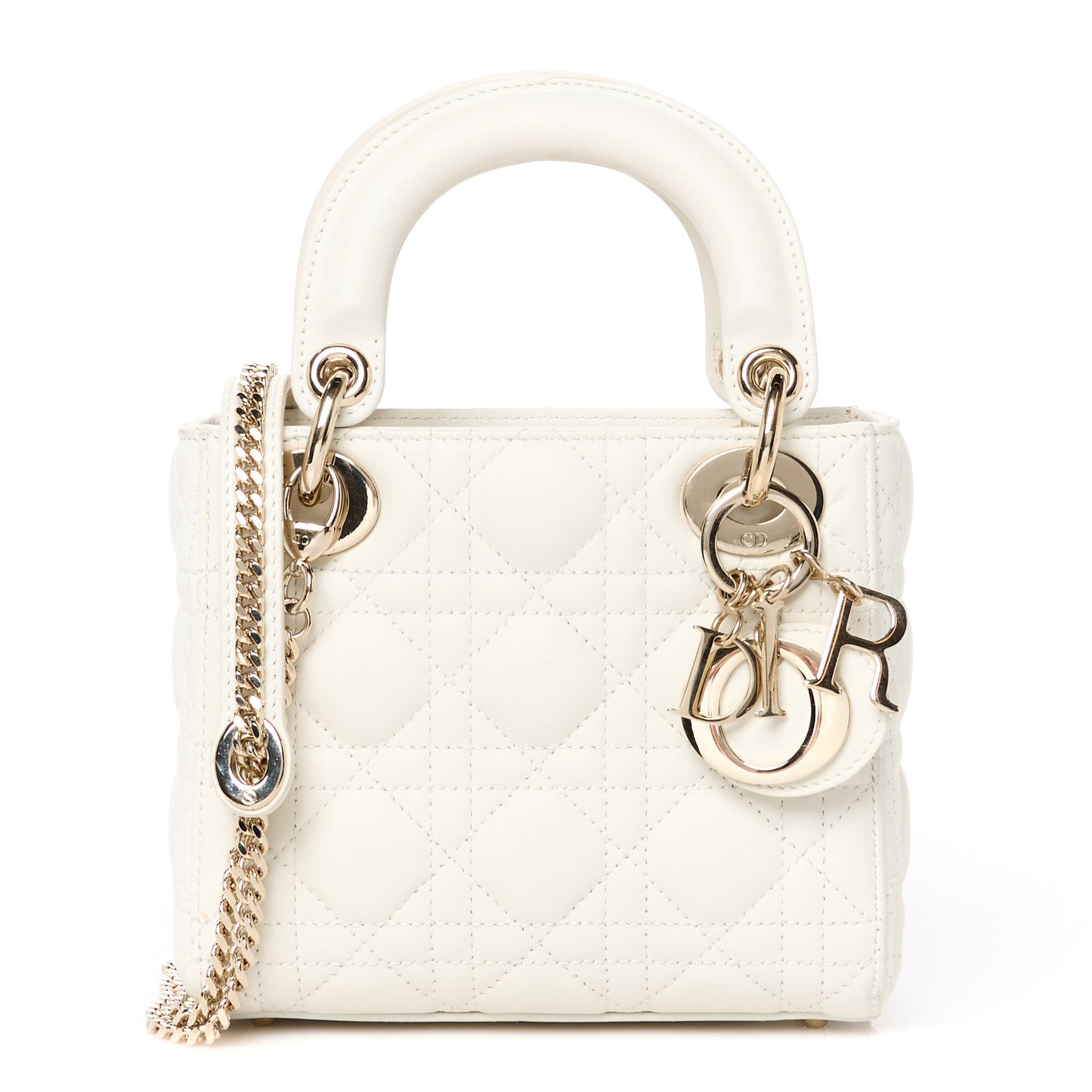 Lambskin Cannage Mini Lady Dior White