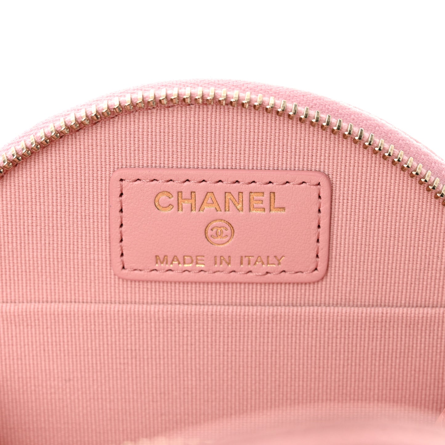 Caviar Quilted Round Handle With Care Vanity With Chain Pink
