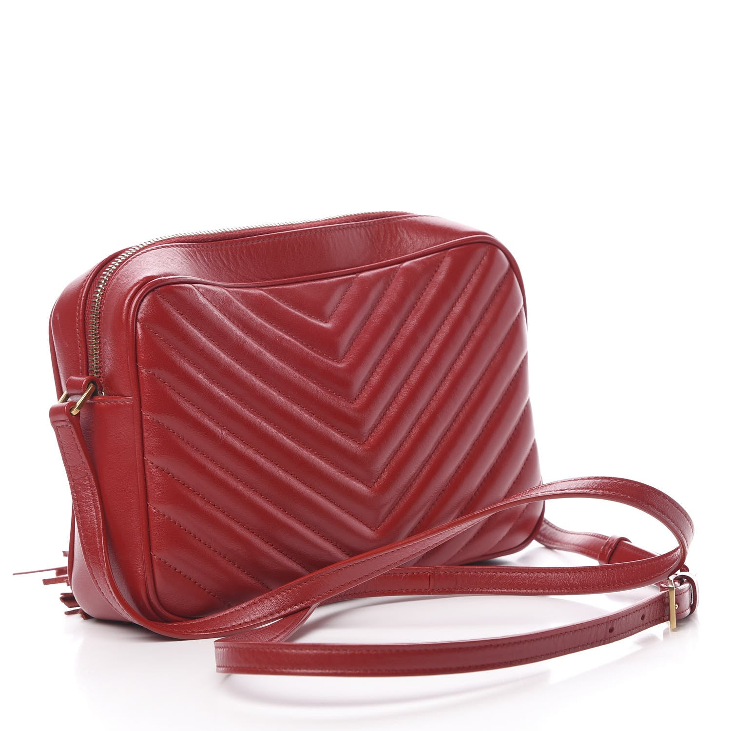 Saint Laurent Calfskin Matelasse Monogram Lou Camera Bag Red 3 of 13