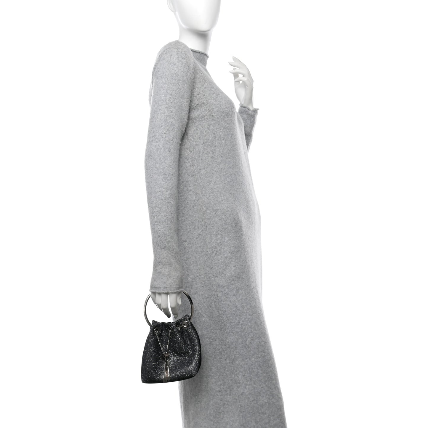 Metallic Fabric Bon Bon Bag Bucket Bag Silver