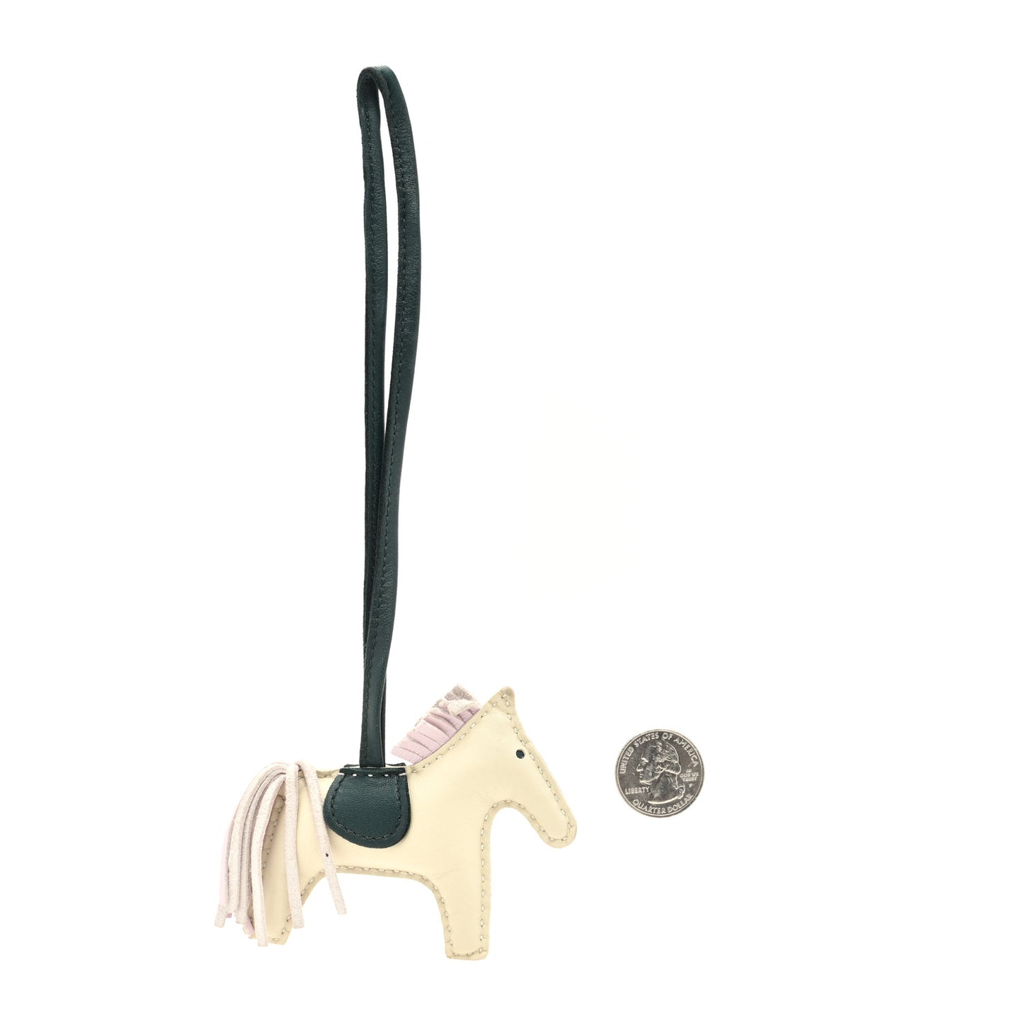 Milo Lambskin Grigri Rodeo Horse Bag Charm PM Craie Mauve Pale Vert Cypress